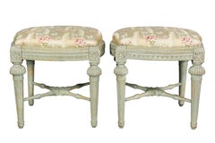 Pareja de escabeles suecos neoclásicos pintados