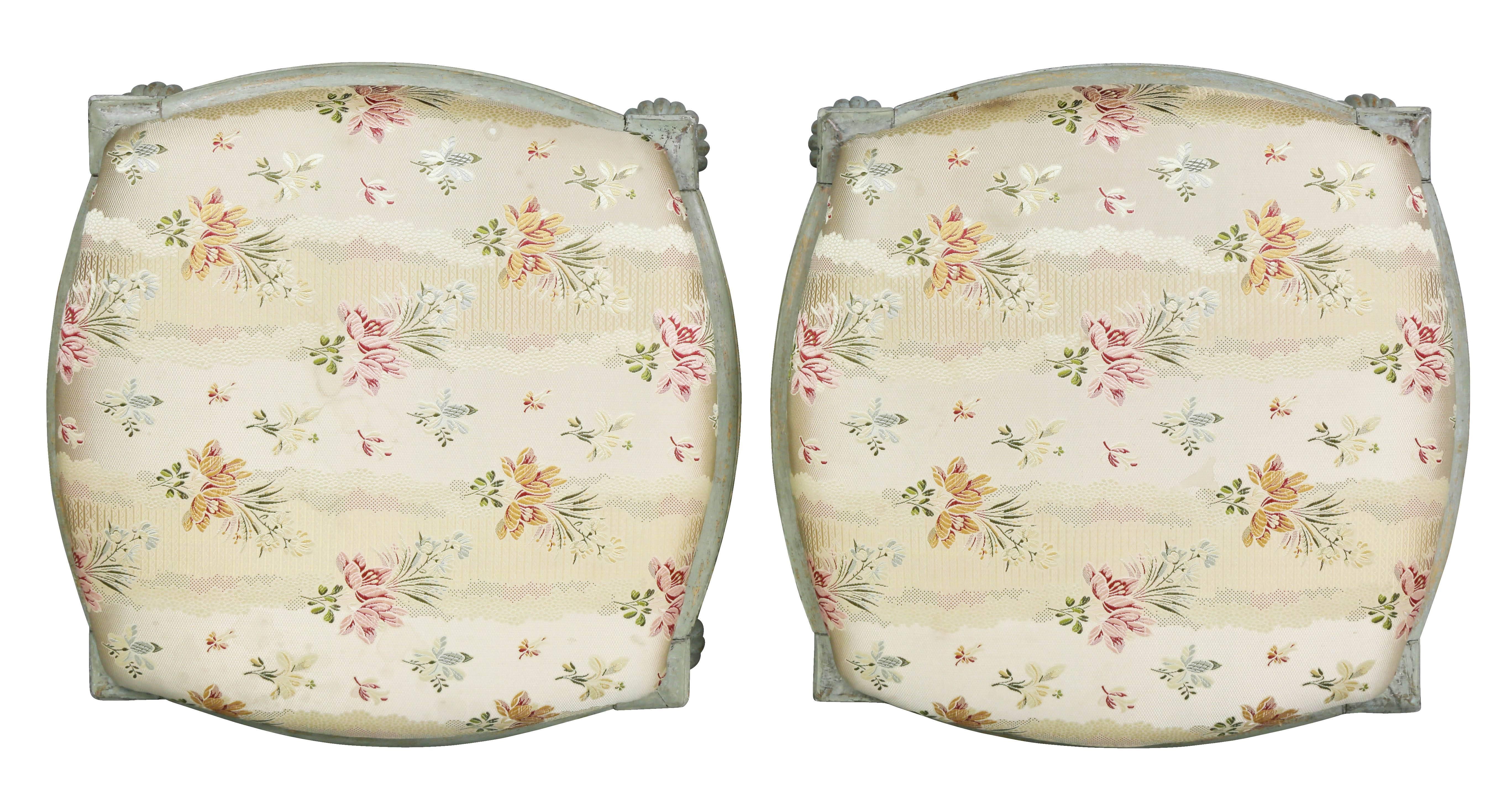 Gustavian Pair of Swedish Neoclassic Painted Footstools For Sale