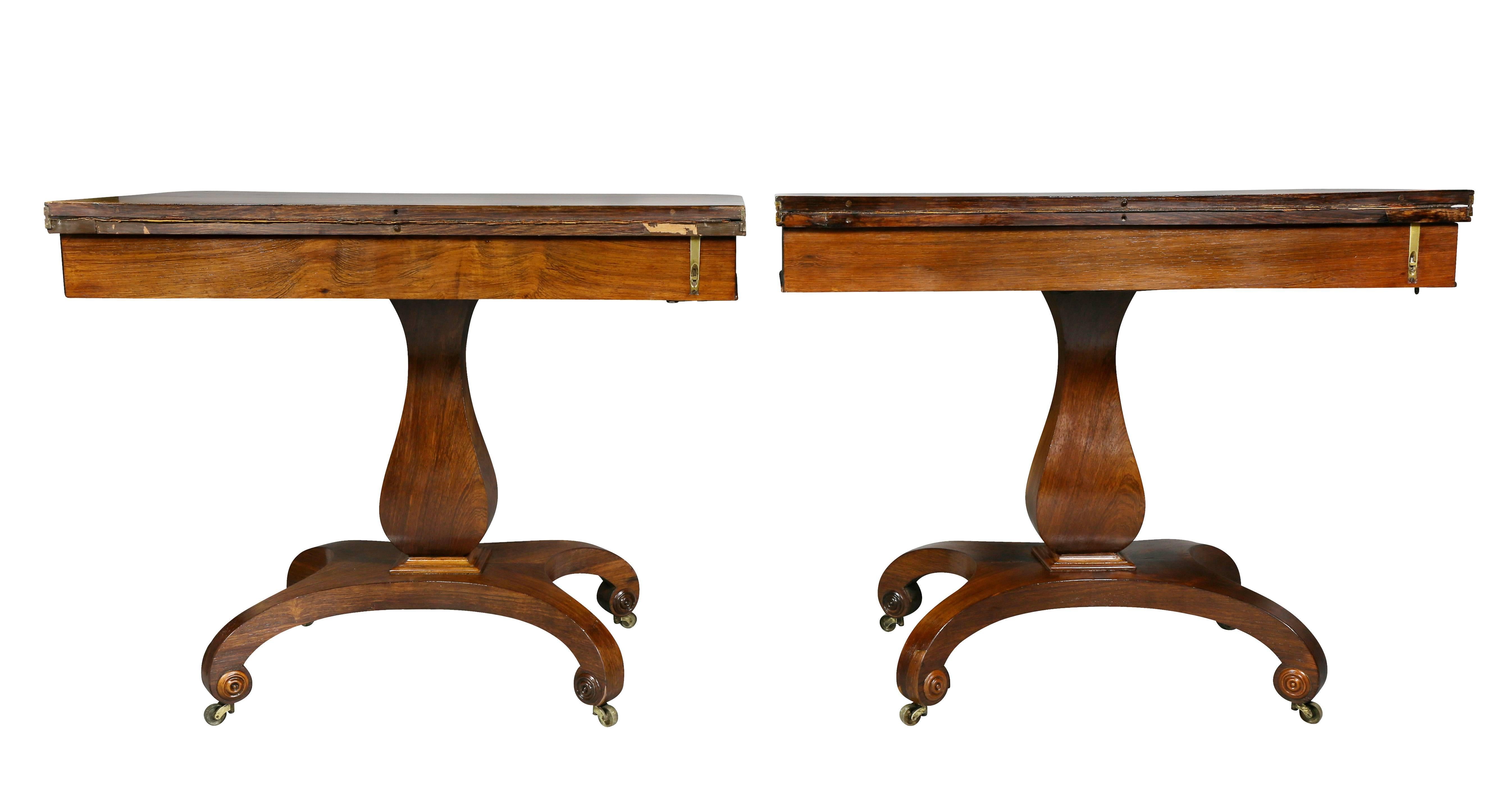 Pair of Late Regency Rosewood and Brass Inlaid Games Tables 5