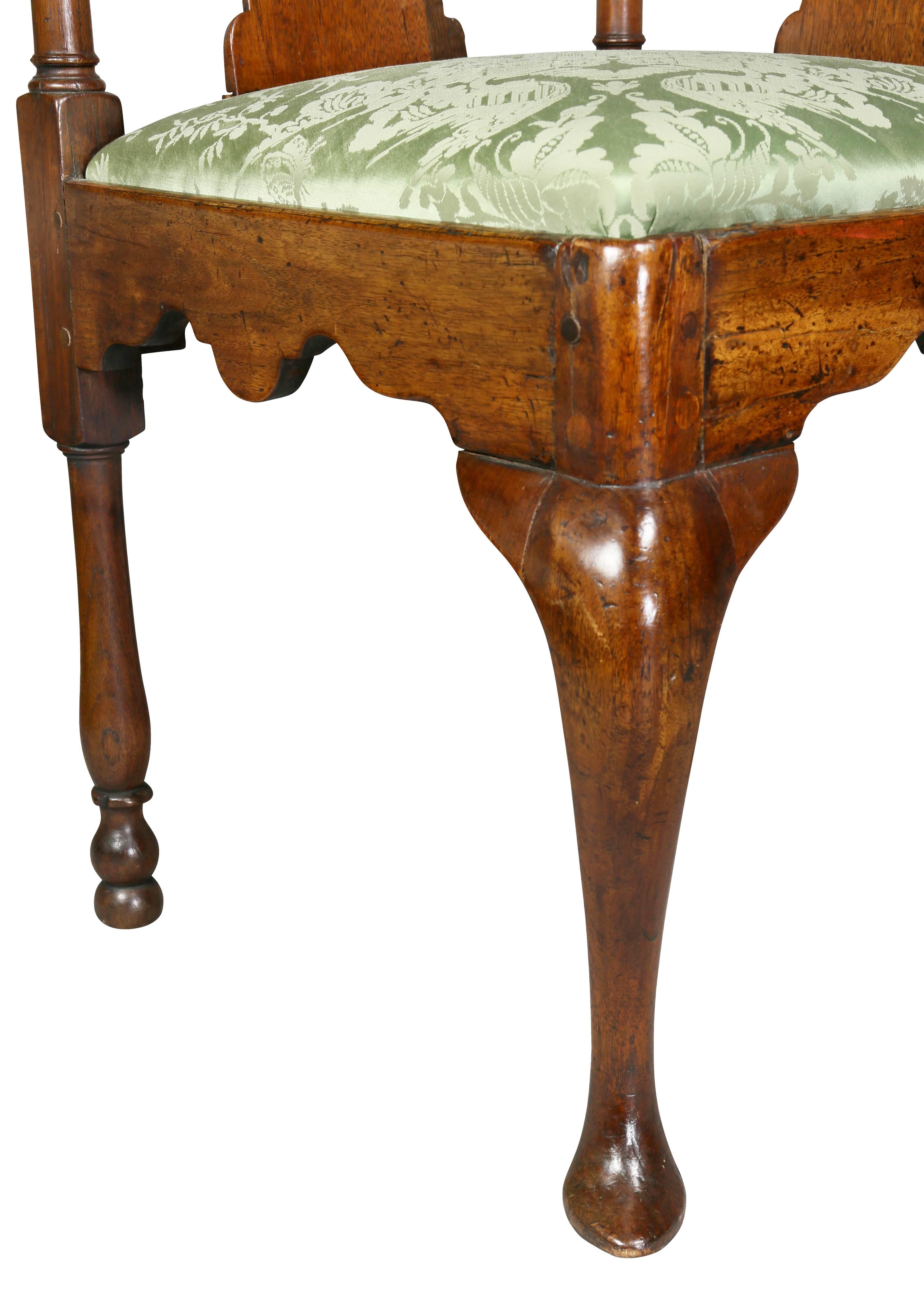 18th Century George II Walnut Corner Chair