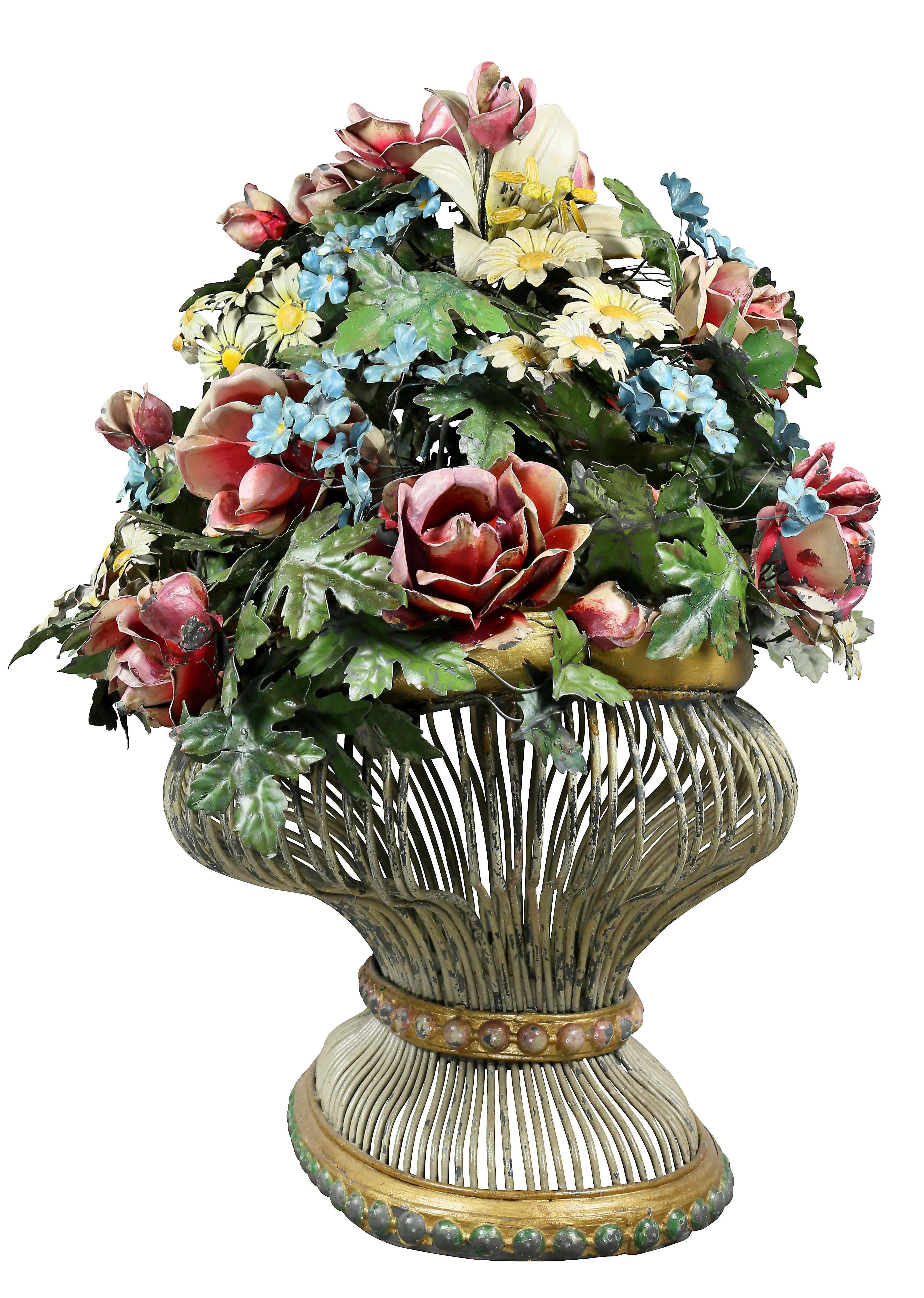 Large Italian Tole Flower Basket 1