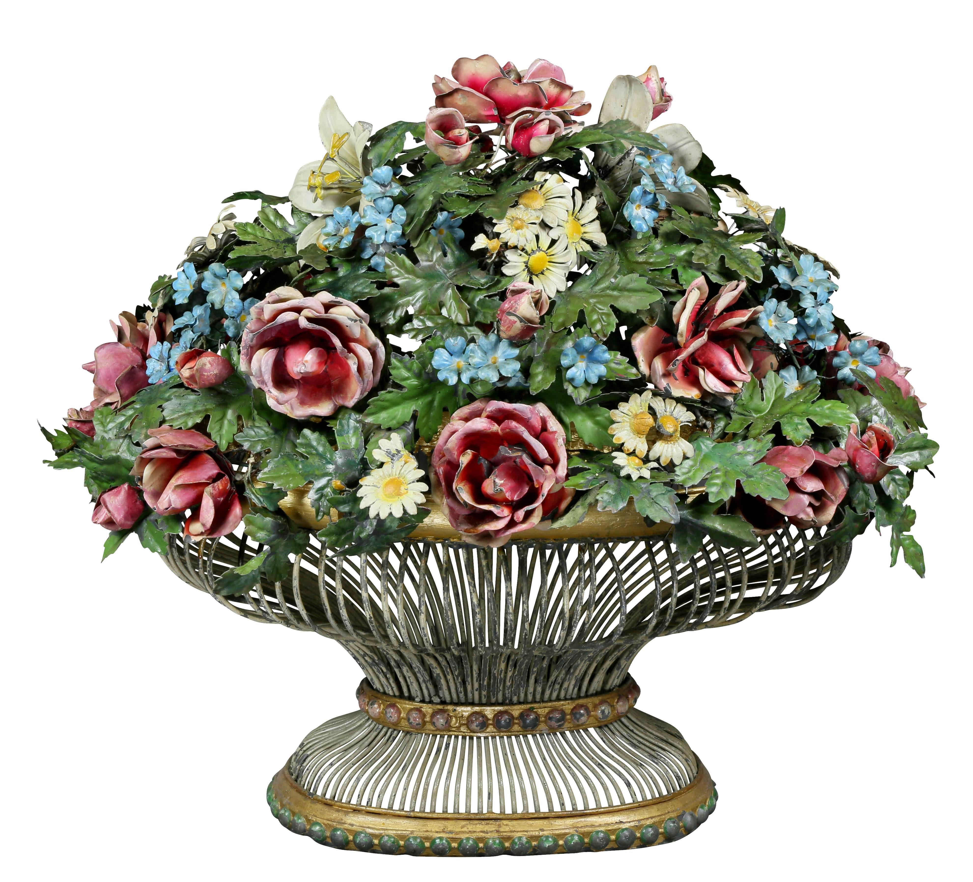 Large Italian Tole Flower Basket 3