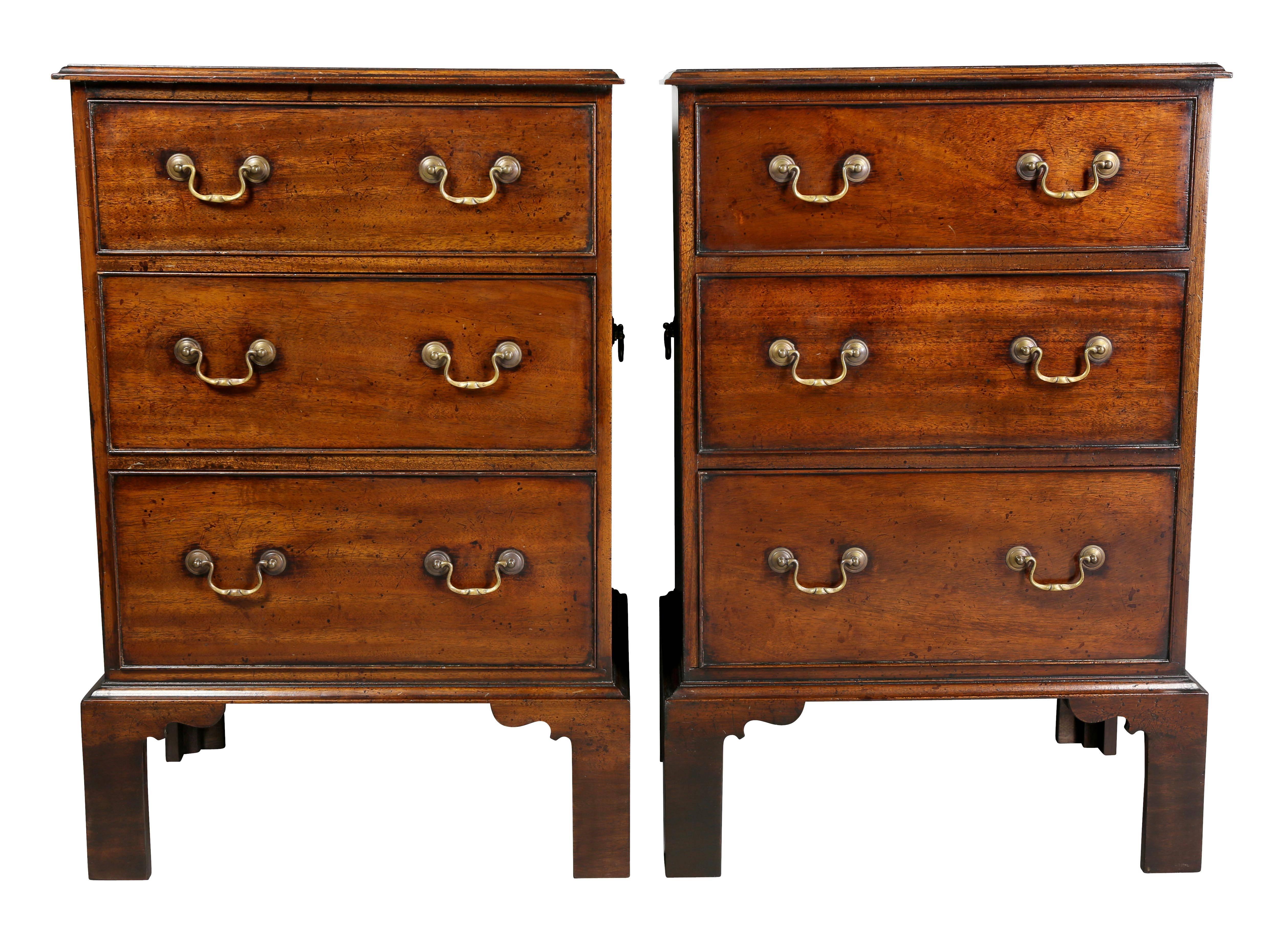 English Pair Of George III Style Mahogany Dwarf Chests Of Drawers