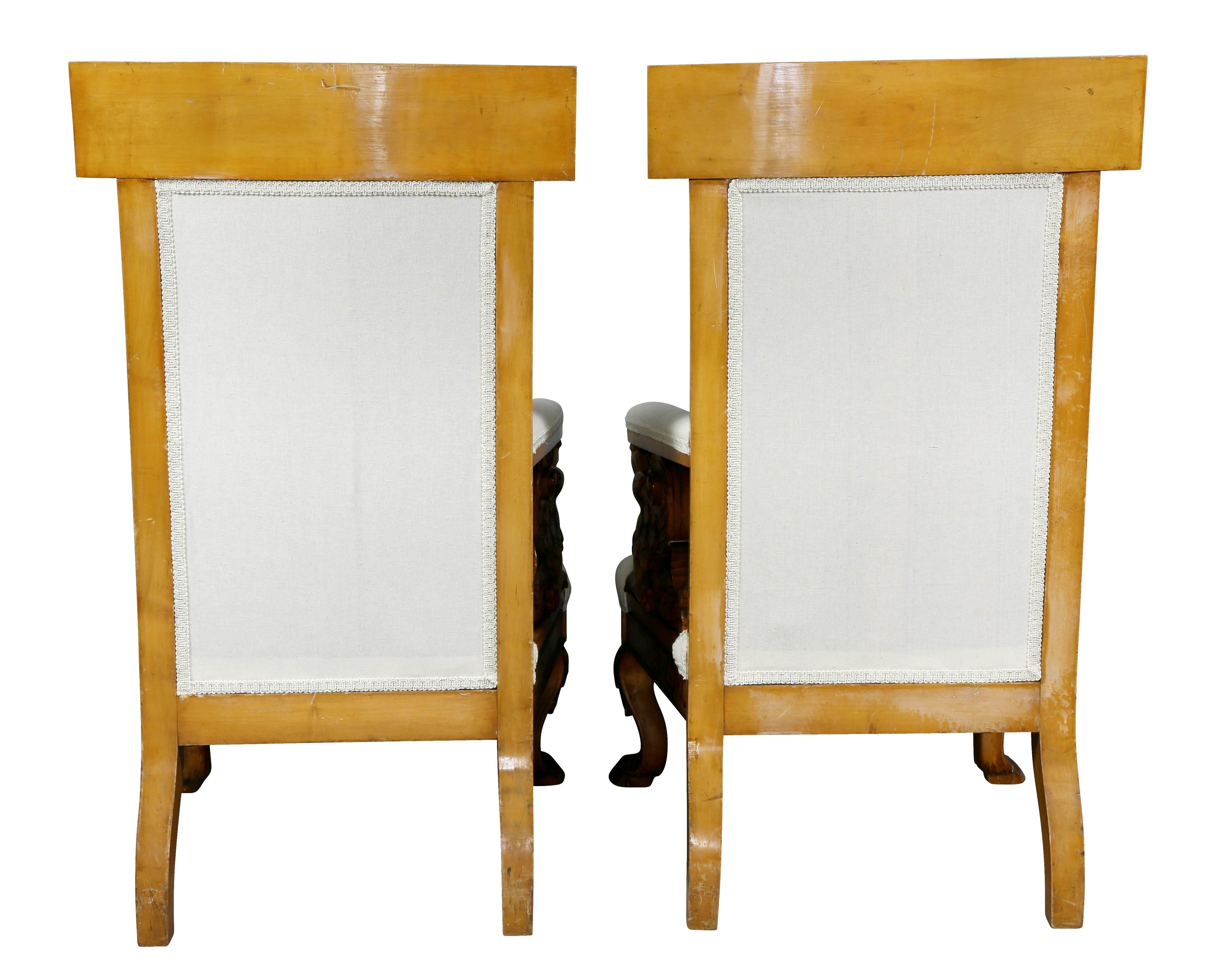Paar von  Italienische neoklassizistische Sessel aus Ahornholz, Pelagio Palagi zugeschrieben im Angebot 4