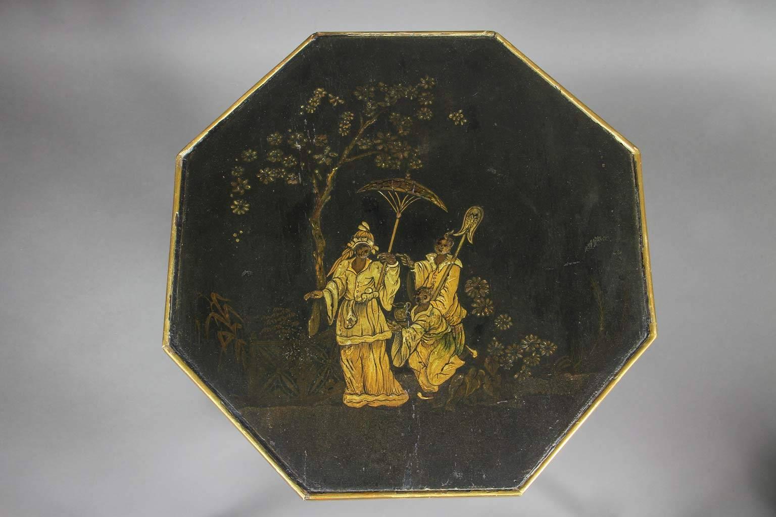 Gilt Pair Of Regency Japanned And Gilded Side Tables