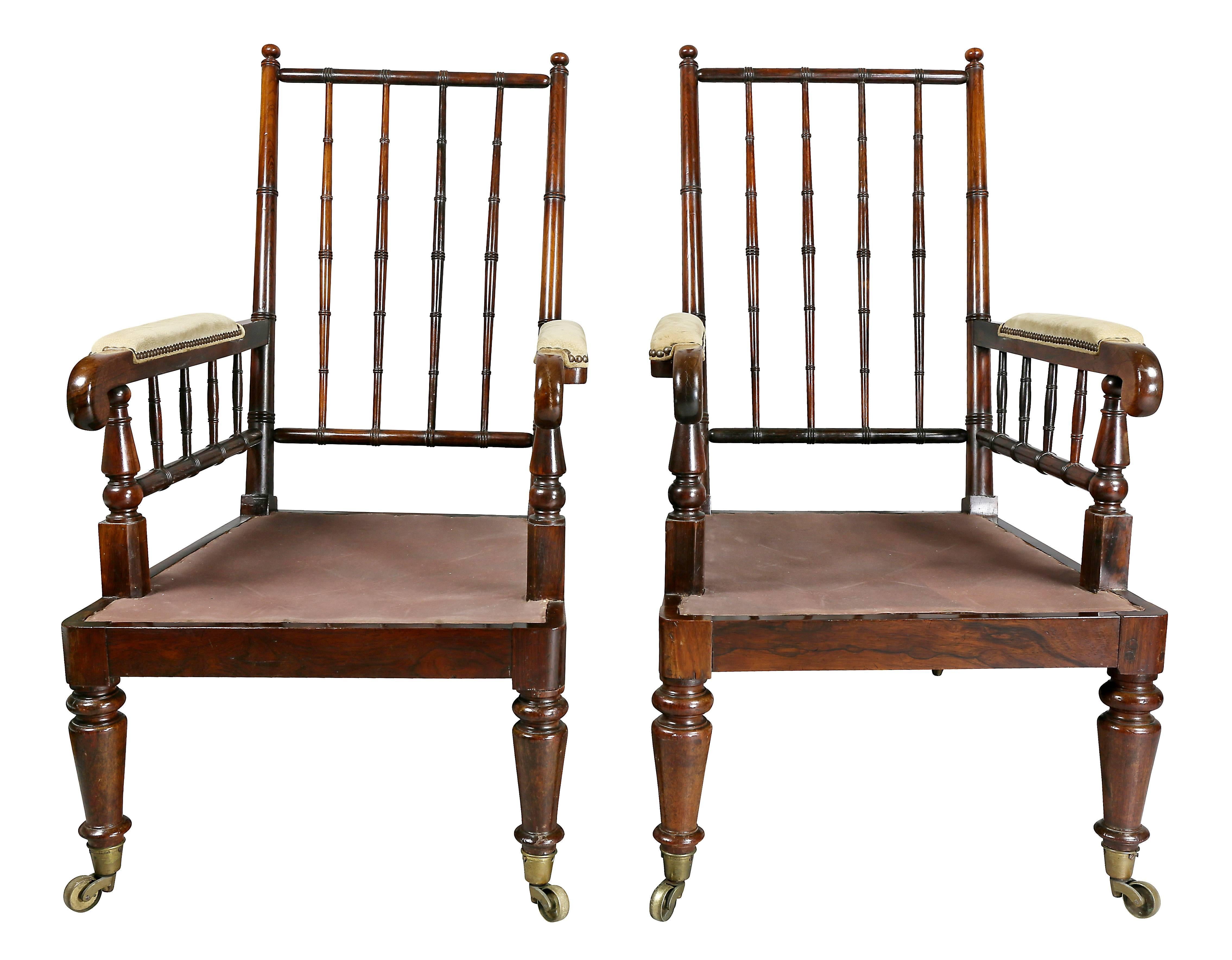 English Pair of Late Regency Rosewood Armchairs