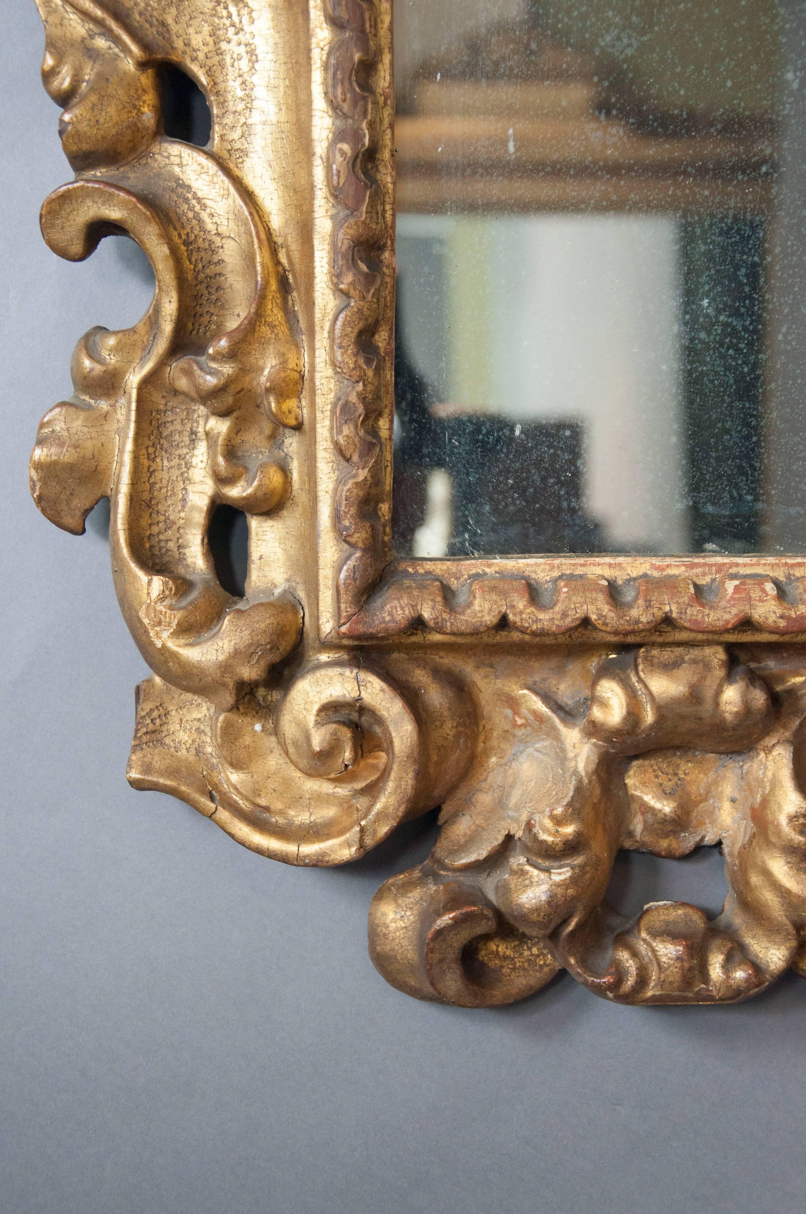 Italian Baroque Giltwood Mirror 1