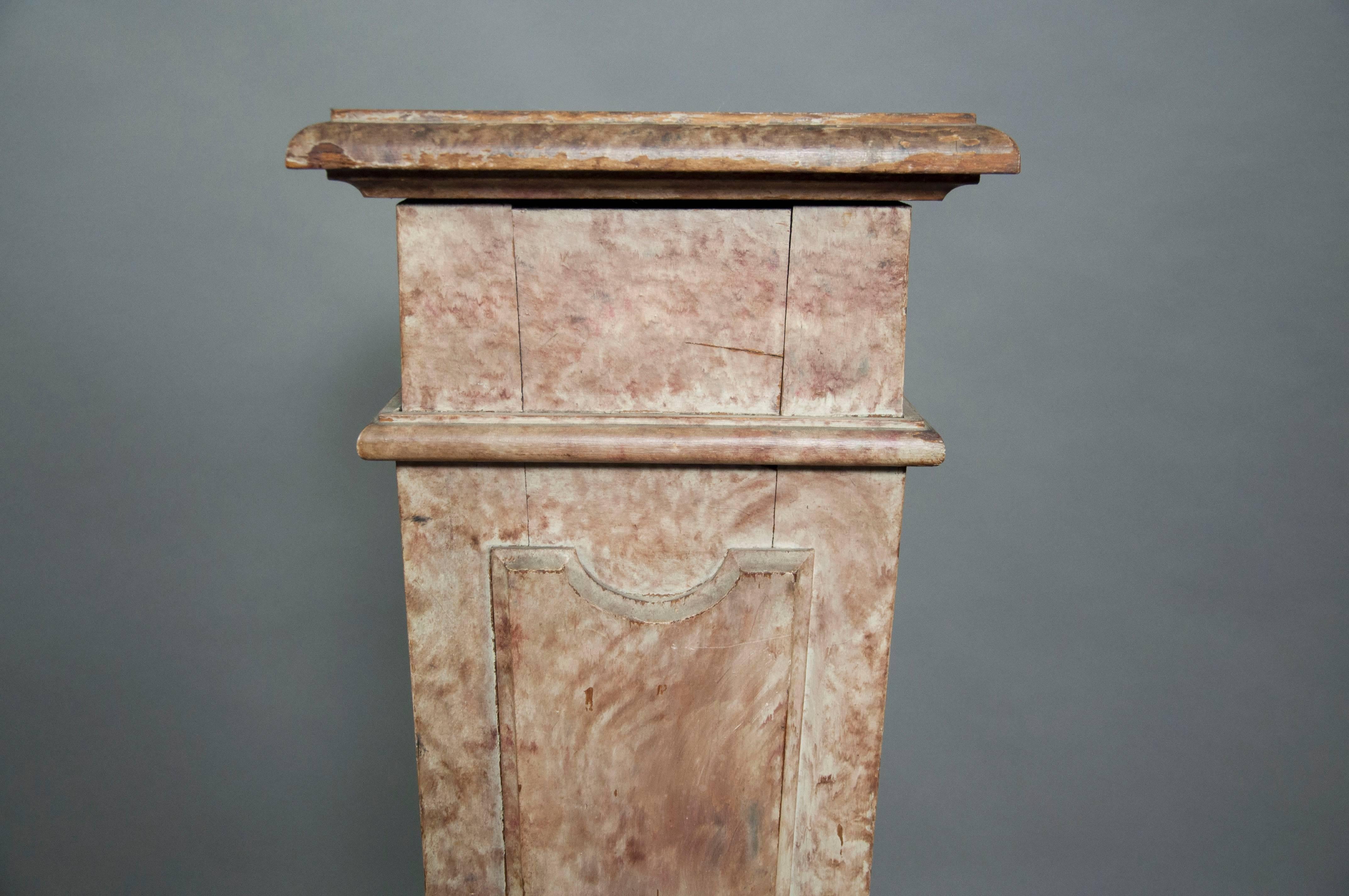 Unknown European Faux Marble Wood Pedestal