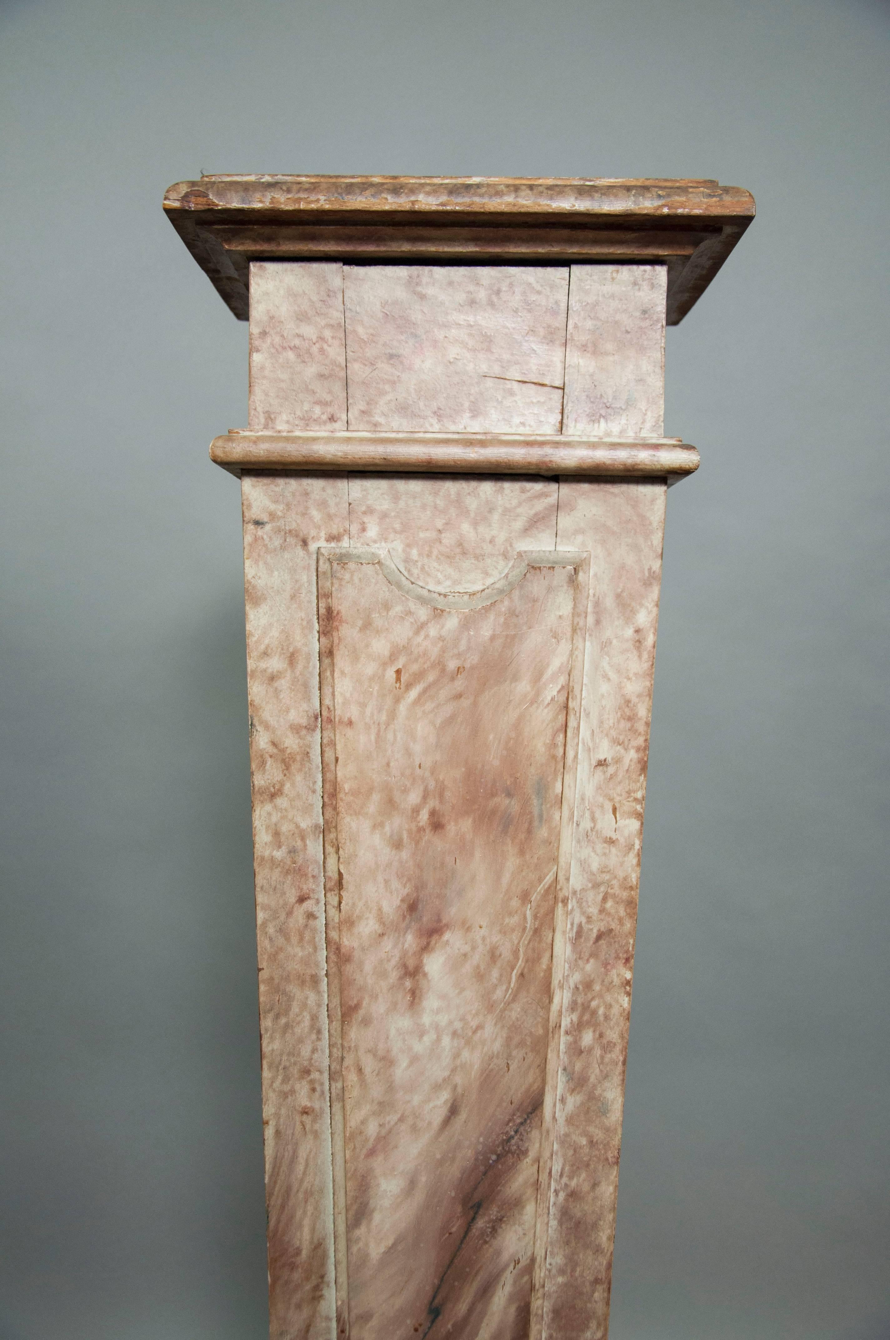 Neoclassical European Faux Marble Wood Pedestal