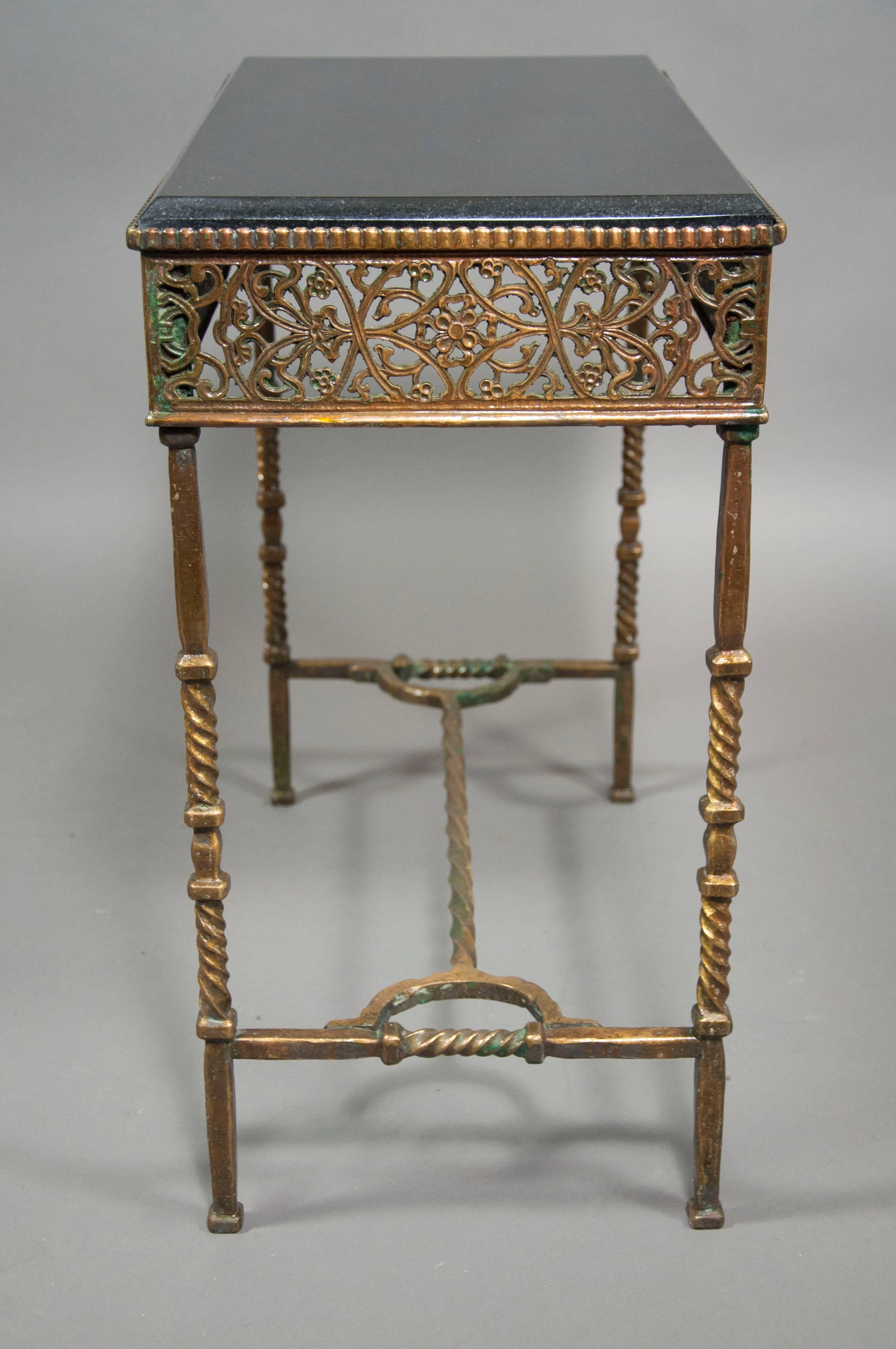 Oscar Bach Bronze and Marble Side Table In Excellent Condition In Essex, MA