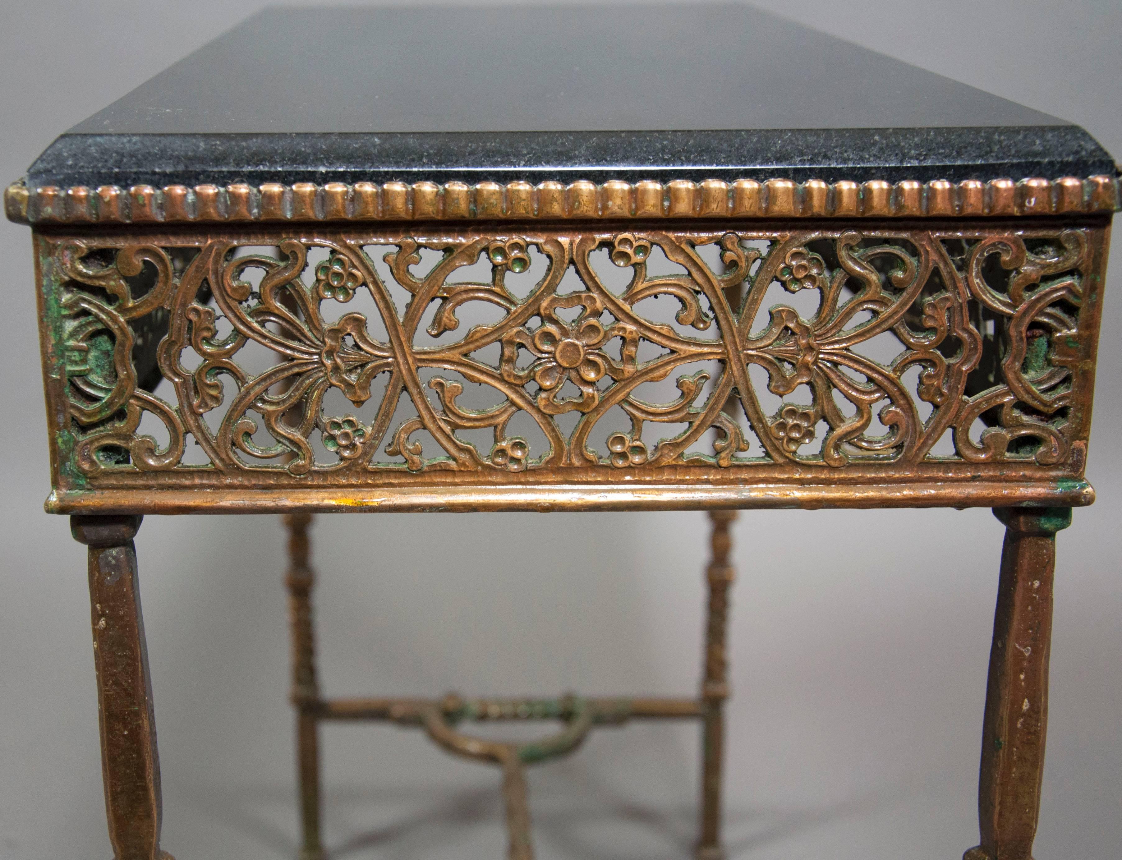 Mid-20th Century Oscar Bach Bronze and Marble Side Table