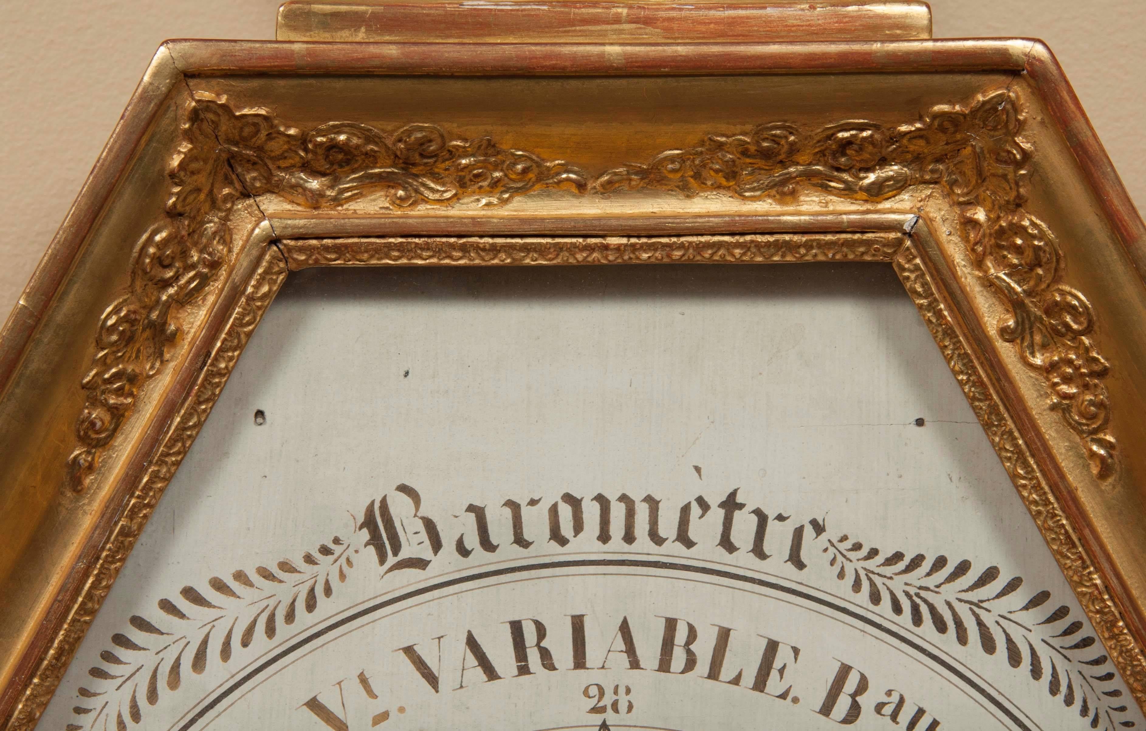 French Empire Giltwood and Painted Wall Barometer 3