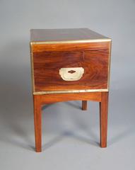 Chinese Export Brass Inlaid Camphor Wood Box on Stand