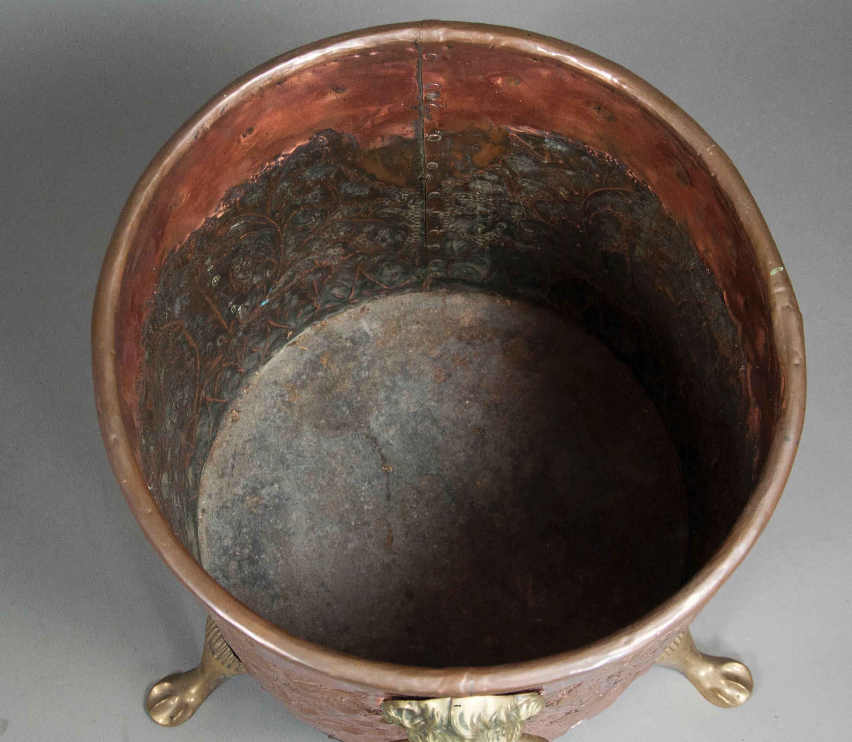 European Copper And Brass Fireplace Pail 1