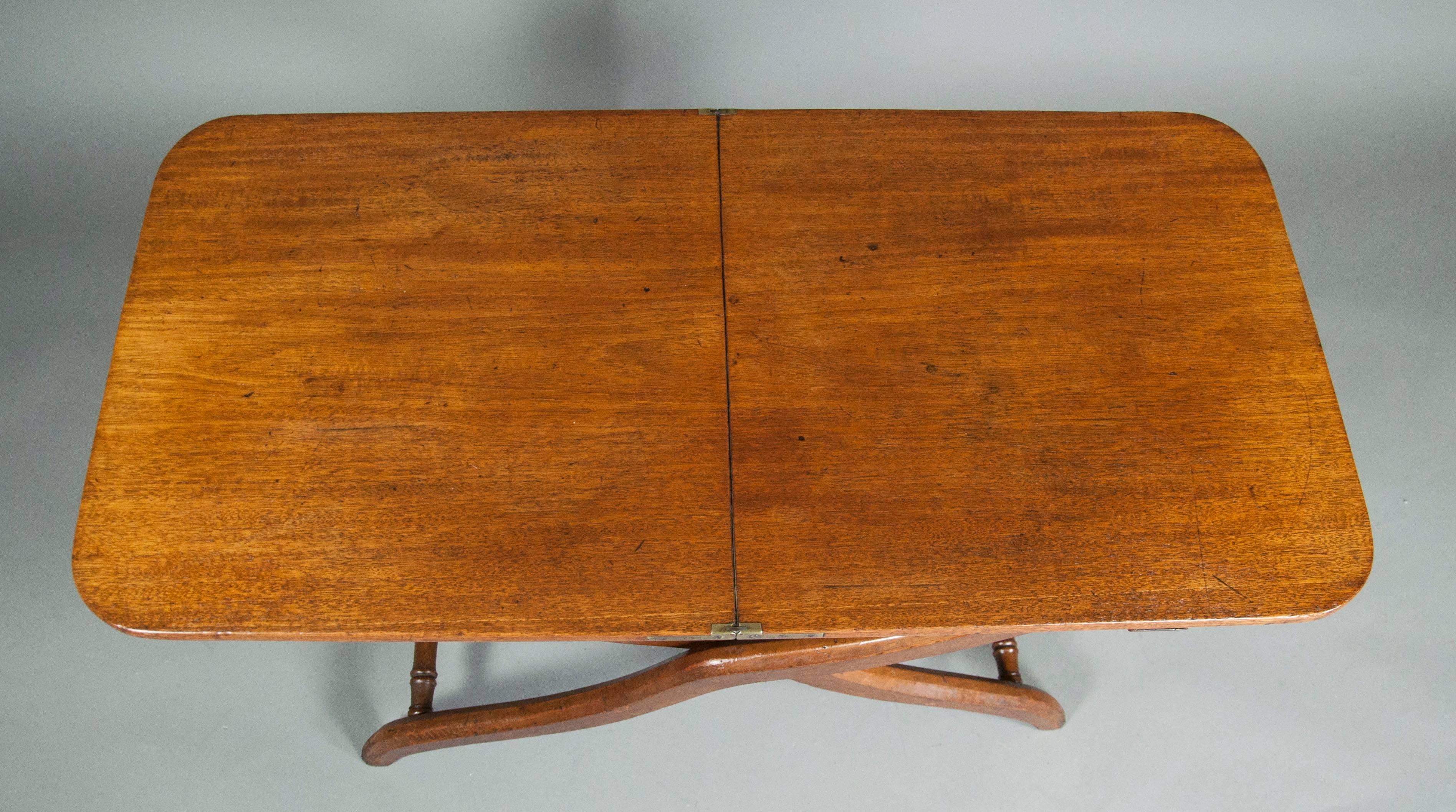 Mid-19th Century Victorian Mahogany Campaign Map Table or Coffee Table