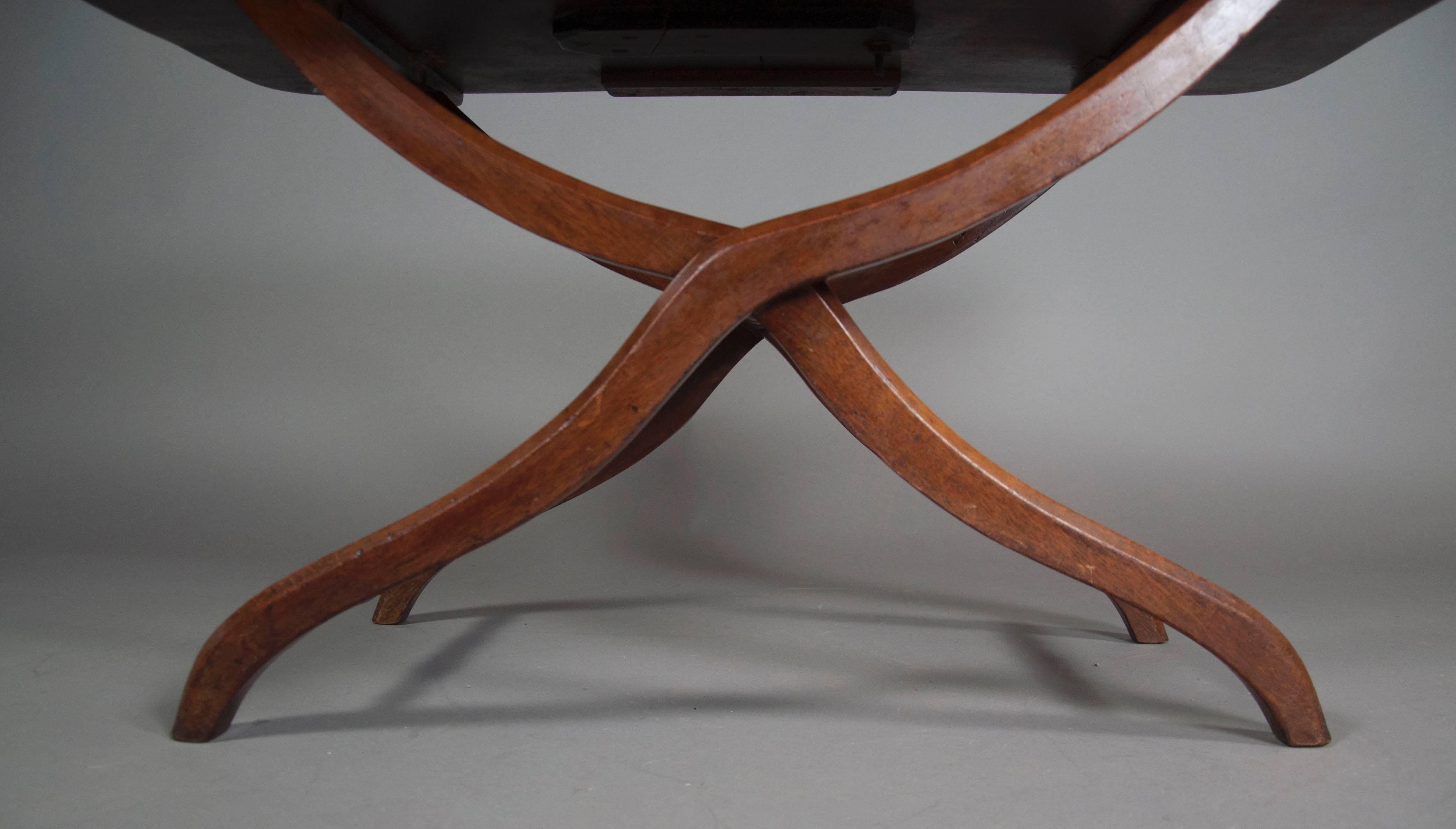 Victorian Mahogany Campaign Map Table or Coffee Table 1