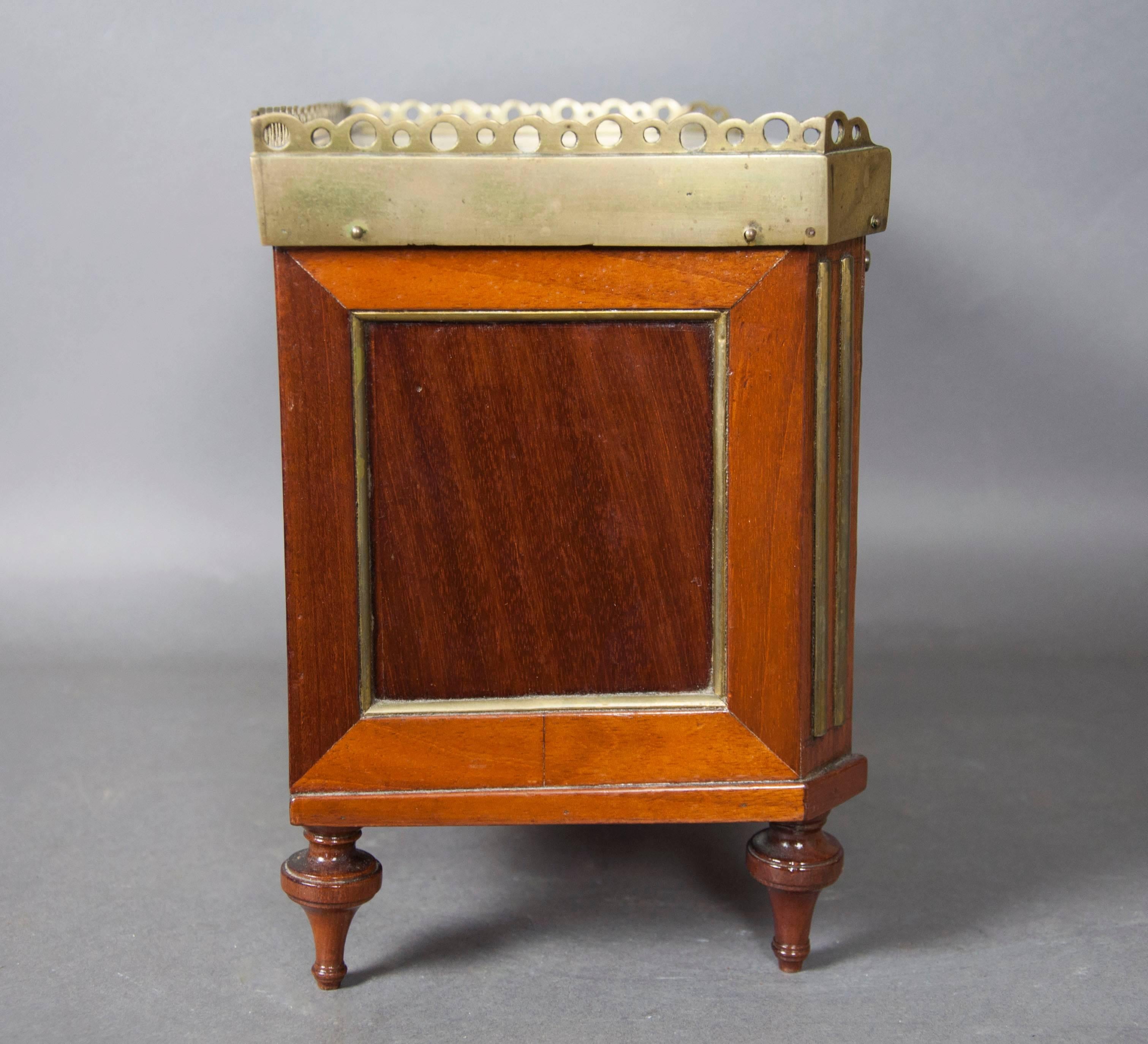 Neoclassical Directoire Style Mahogany and Brass Inlaid Miniature Commode