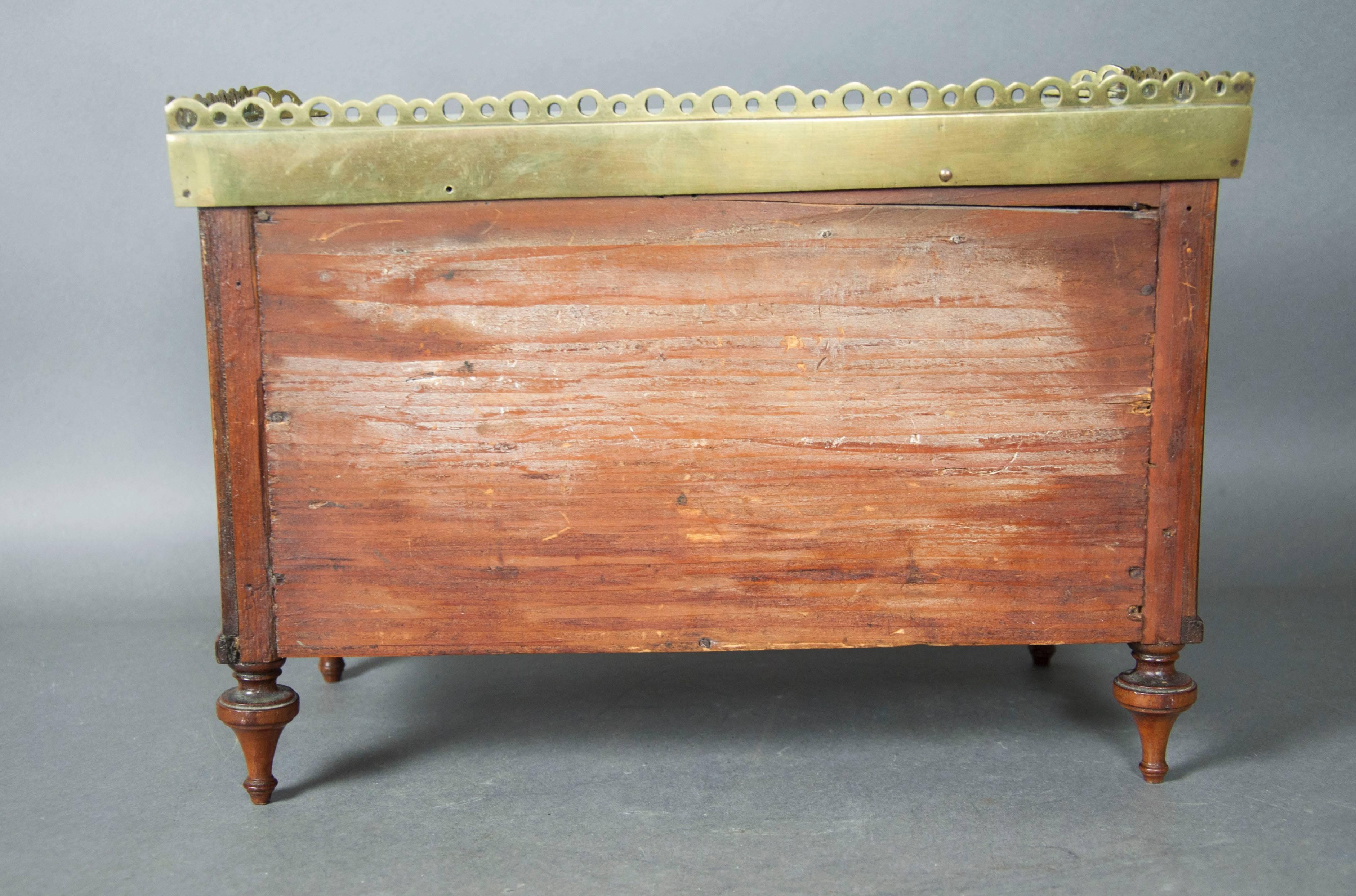 French Directoire Style Mahogany and Brass Inlaid Miniature Commode