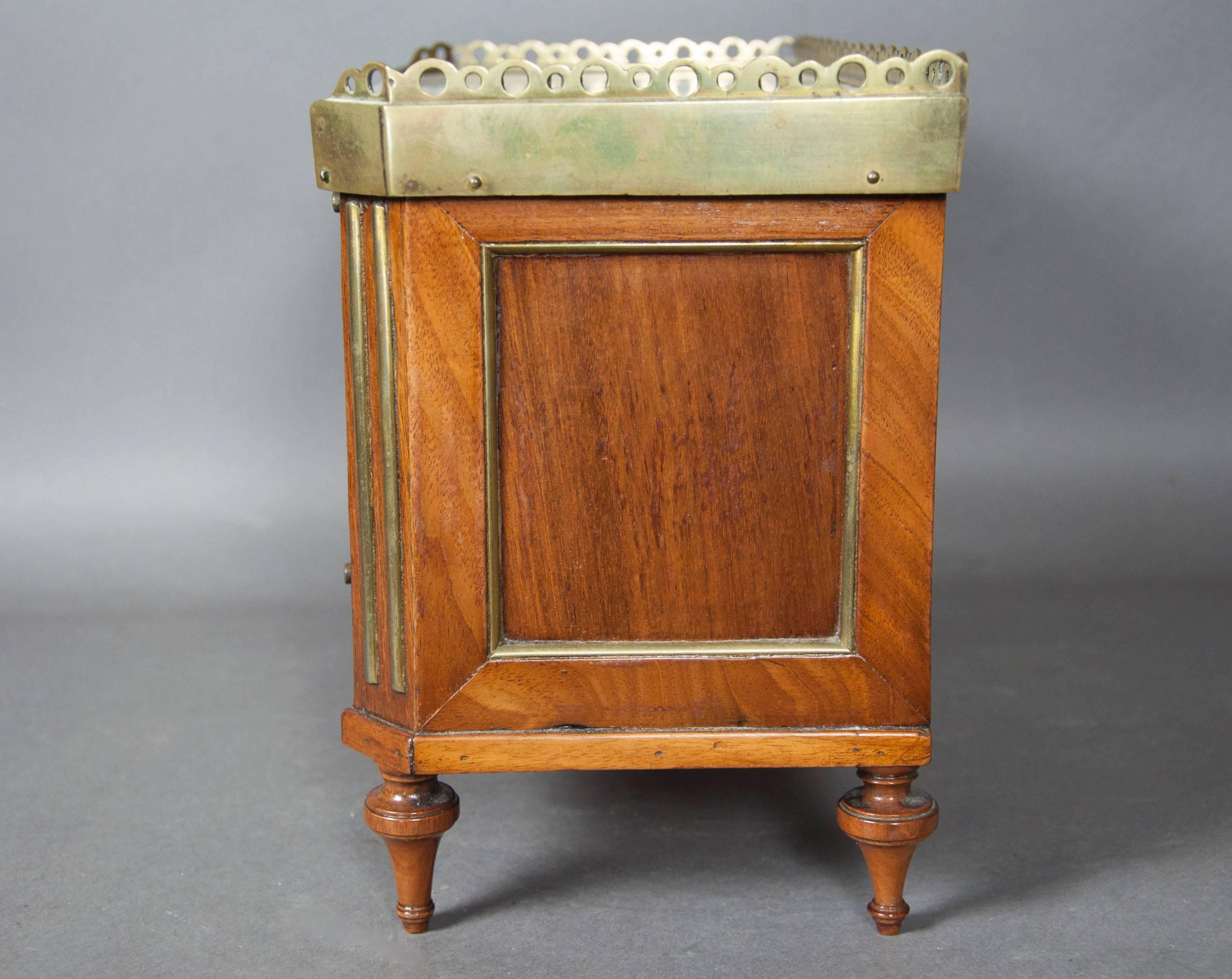 Directoire Style Mahogany and Brass Inlaid Miniature Commode In Good Condition In Essex, MA