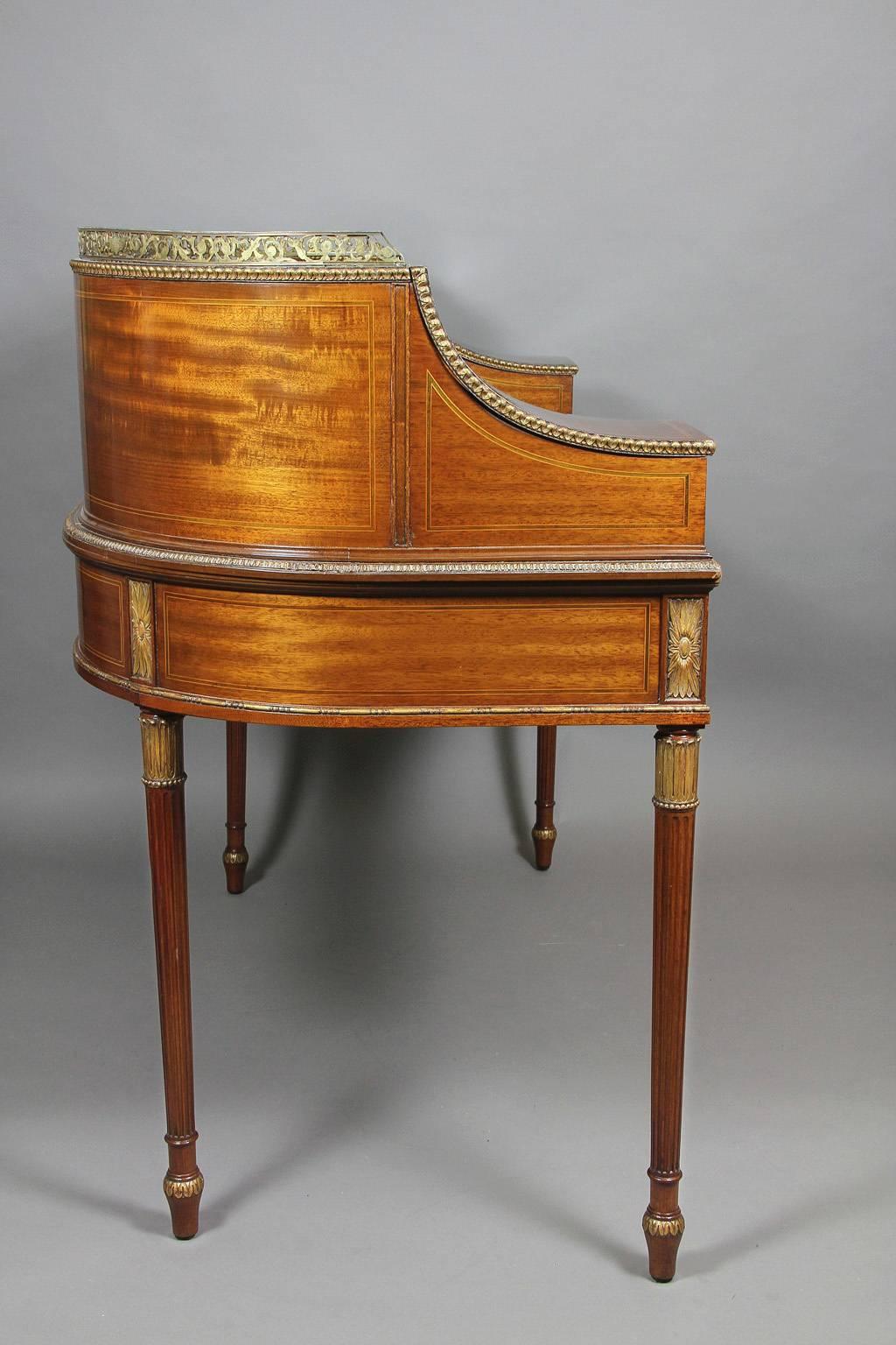 19th Century Fine Regency Style Mahogany, Carved and Gilded Carlton House Desk by Gillows