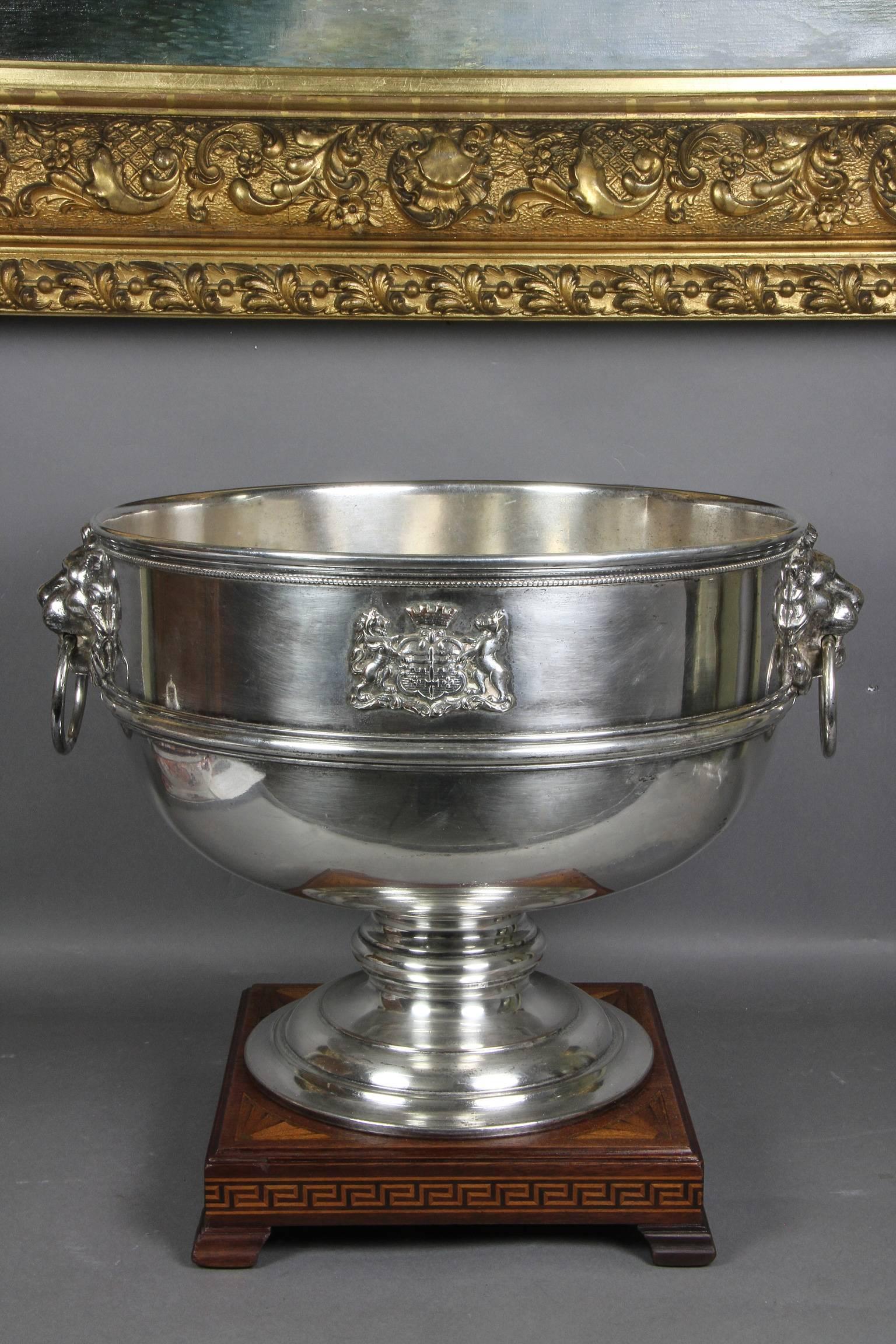 English Regency Silver Plated Footed Punch Bowl Bearing the Arms of the City of Bath