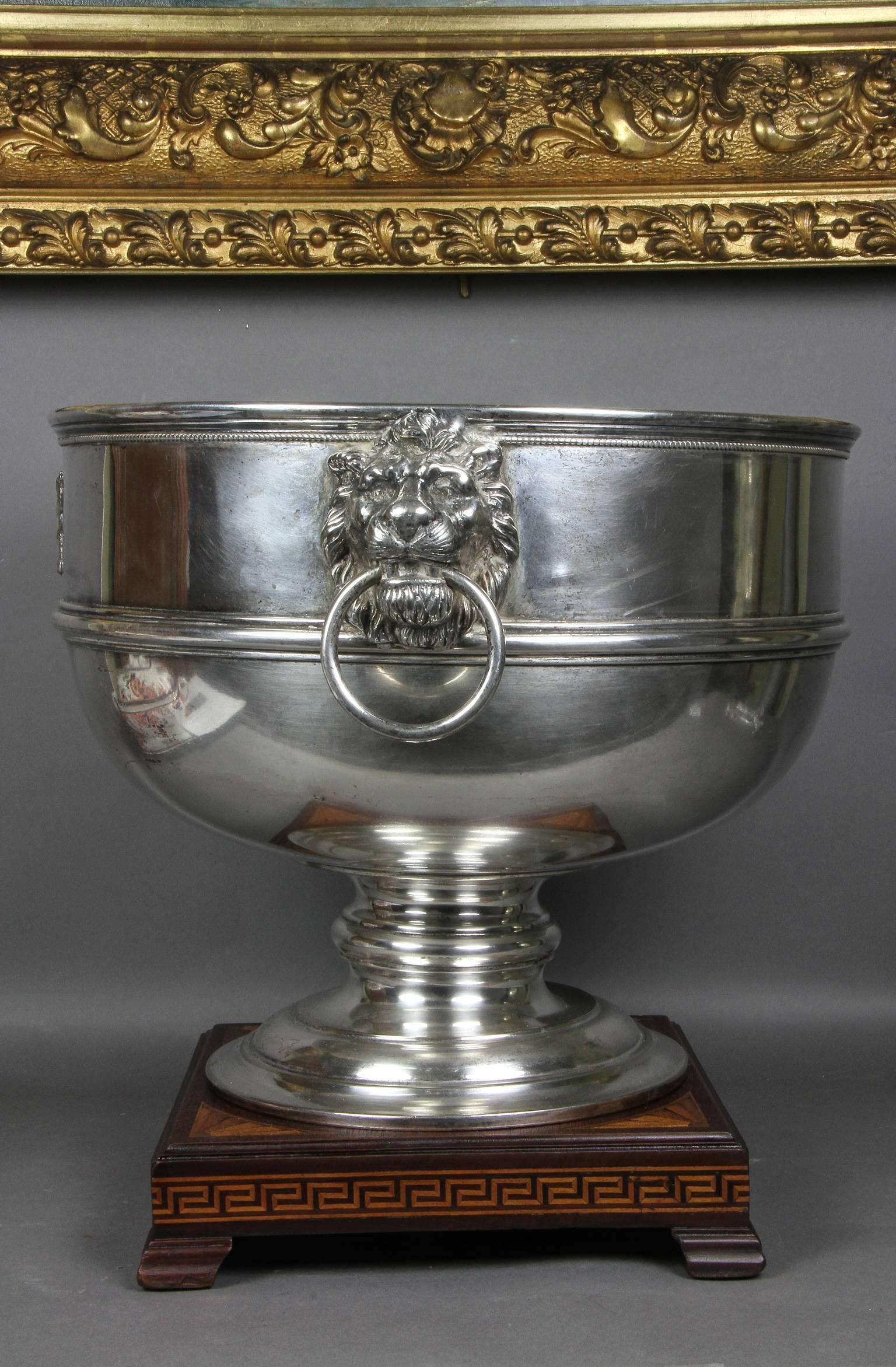 Regency Silver Plated Footed Punch Bowl Bearing the Arms of the City of Bath In Good Condition In Essex, MA