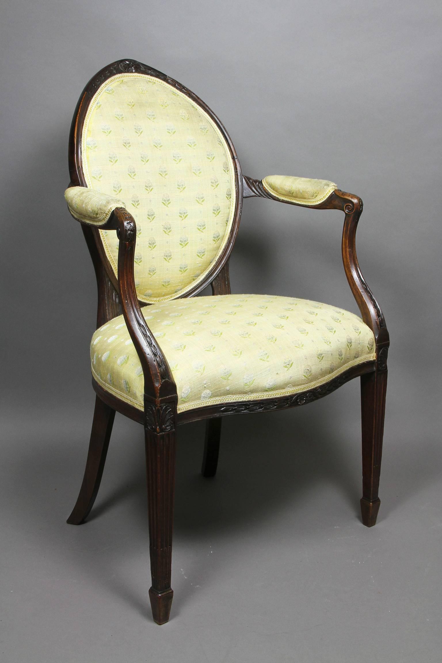 Pair of George III Mahogany Armchairs For Sale 3