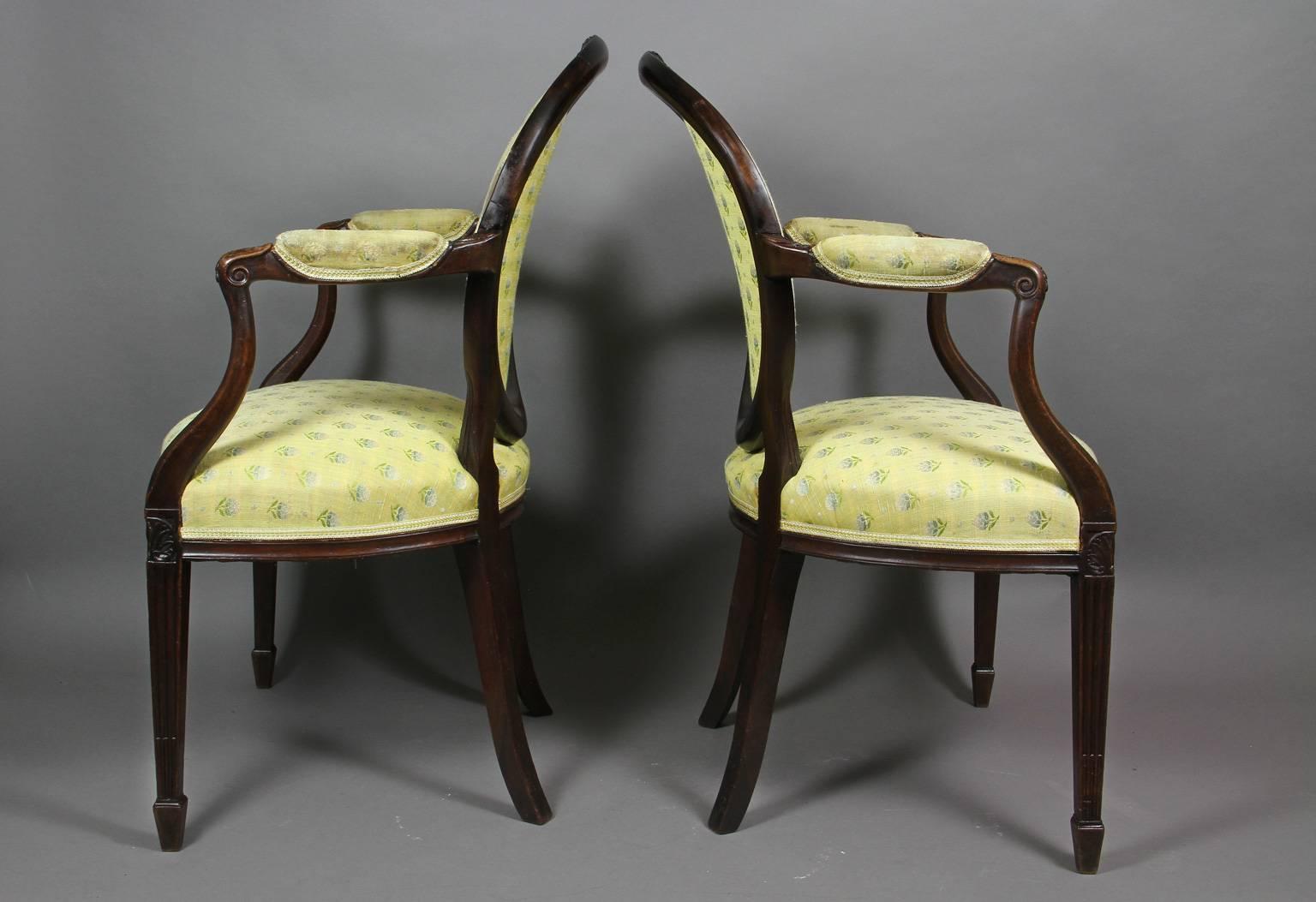 Neoclassical Pair of George III Mahogany Armchairs For Sale