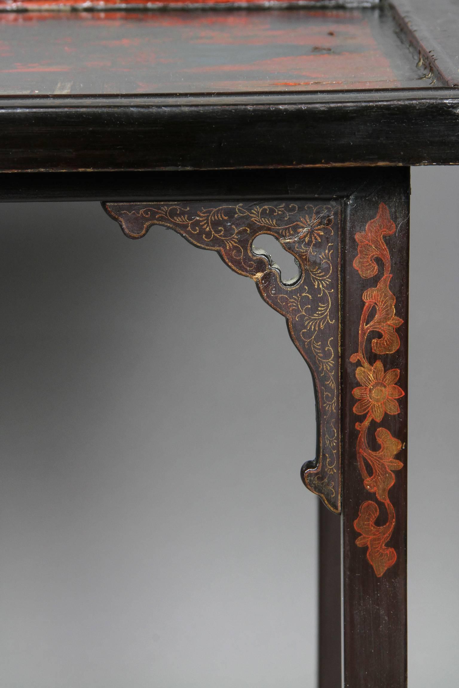 Chinese Lacquer And Jade Mounted Tray Table 4