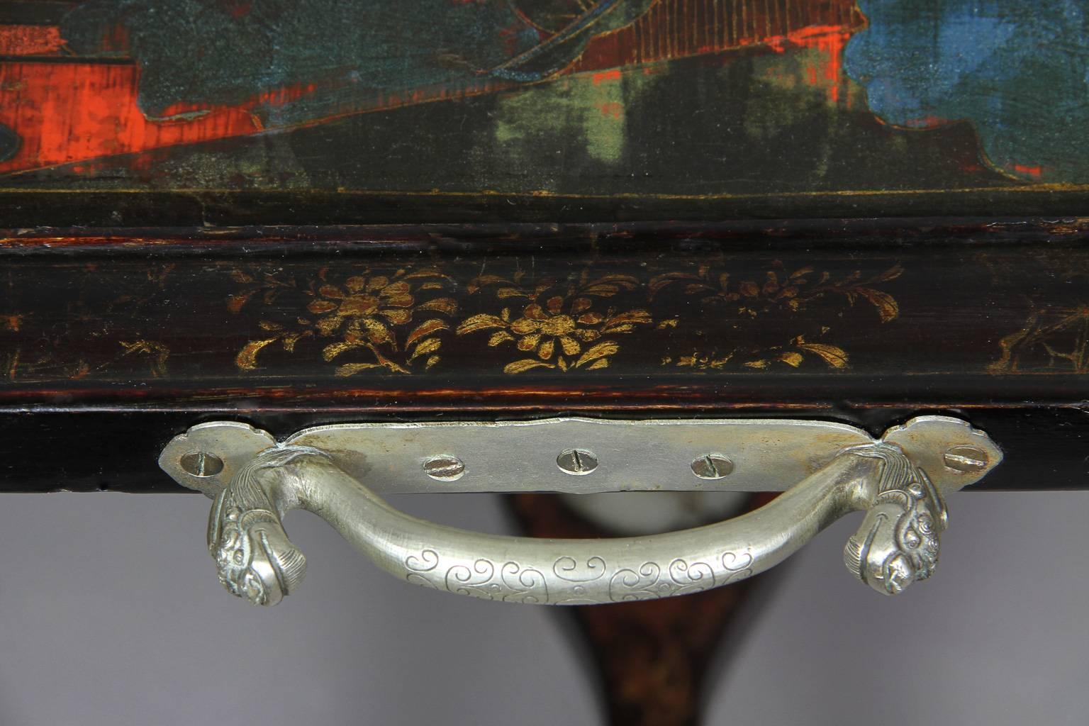 Chinese Lacquer And Jade Mounted Tray Table 1