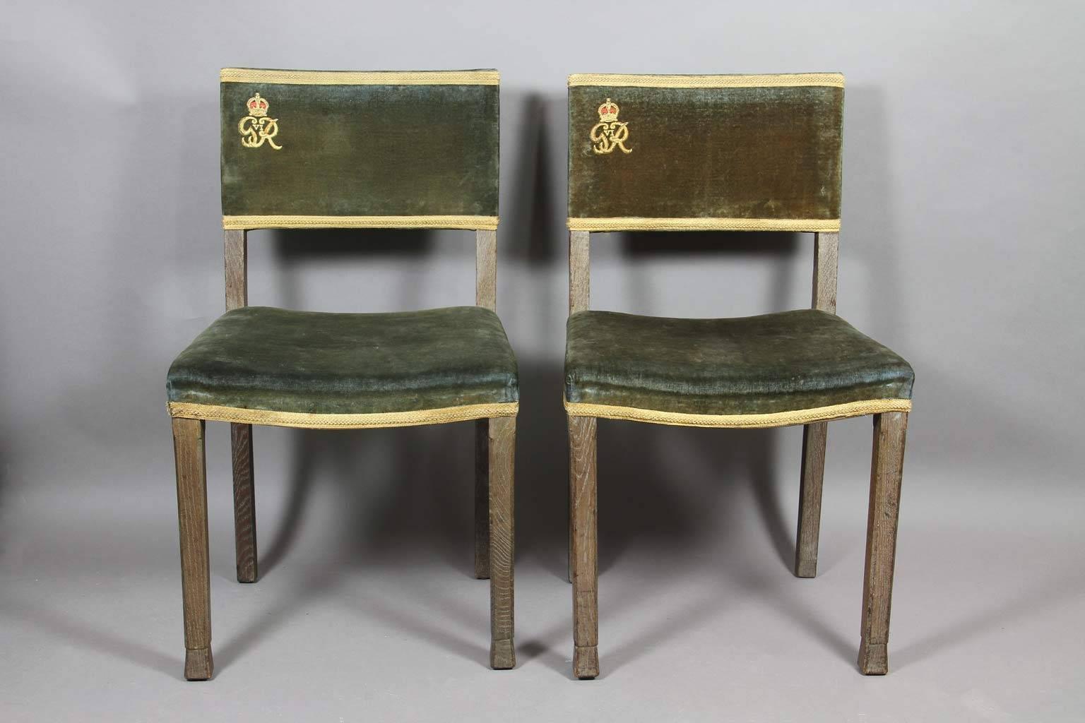 English Pair of George VI Coronation Chairs