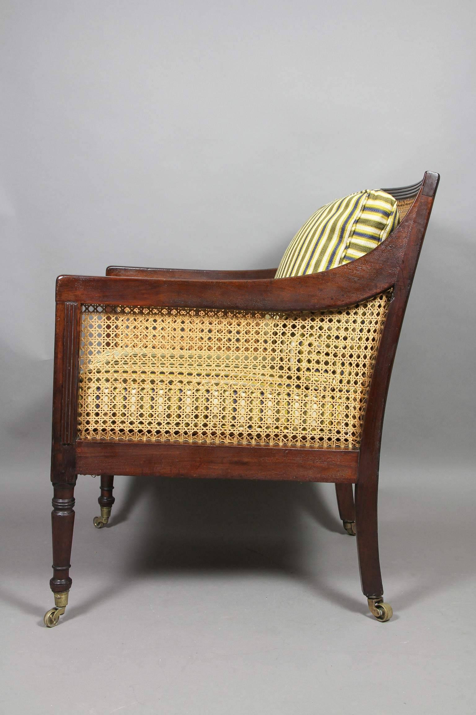 Early 19th Century Regency Caned Mahogany Bergere Chair