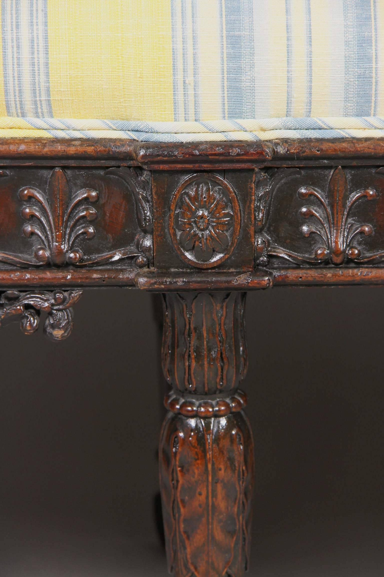 George III Style Carved Mahogany Bench 1