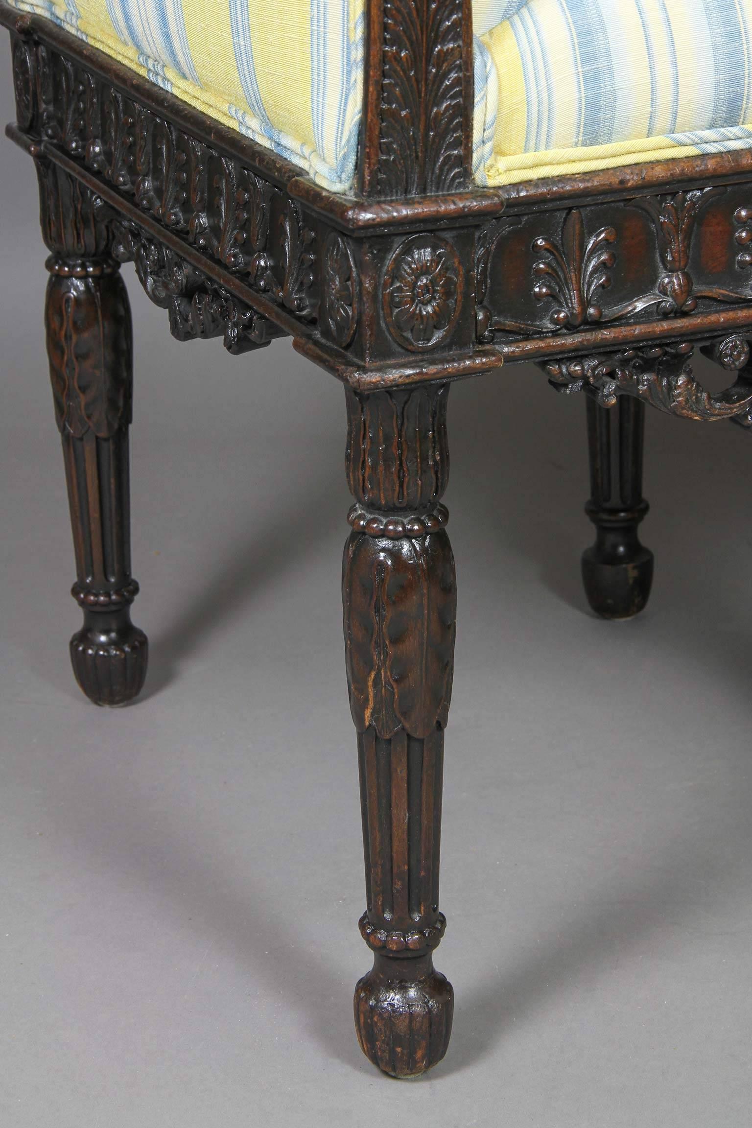 Late 18th Century George III Style Carved Mahogany Bench