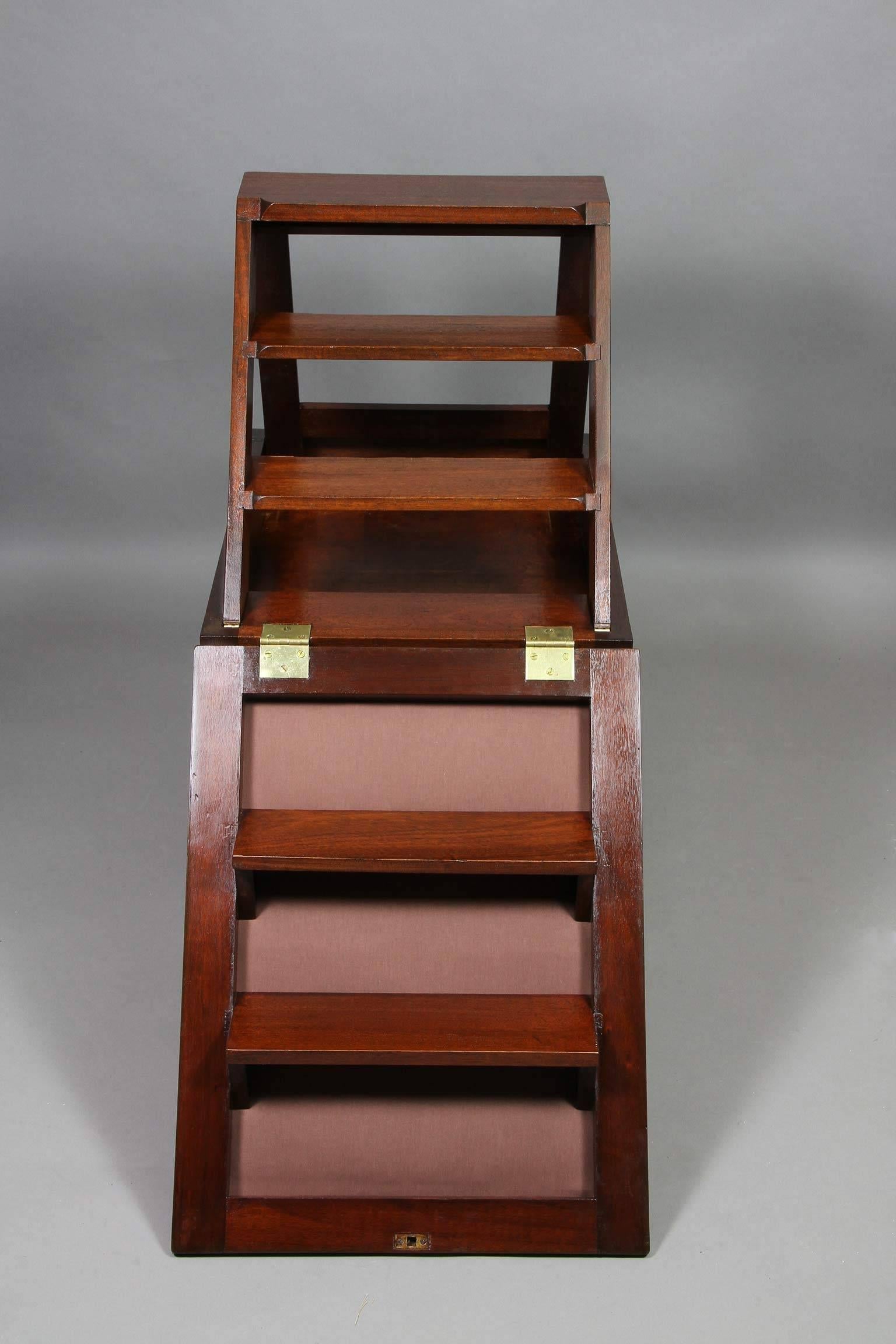 English Georgian Mahogany Metamorphic Bench Step Ladder