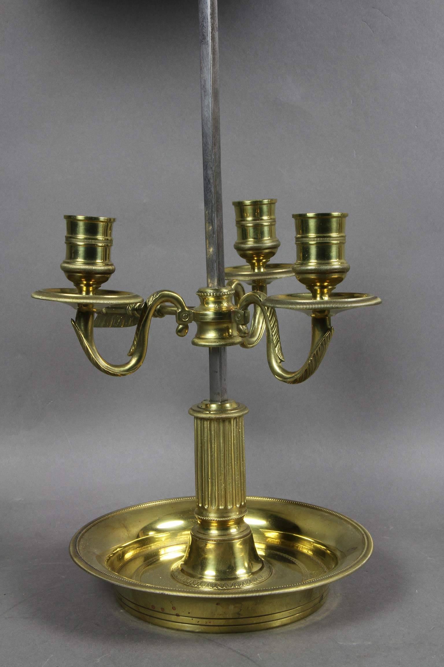 Other Louis XVI Brass and Red Tole Bouillotte Lamp