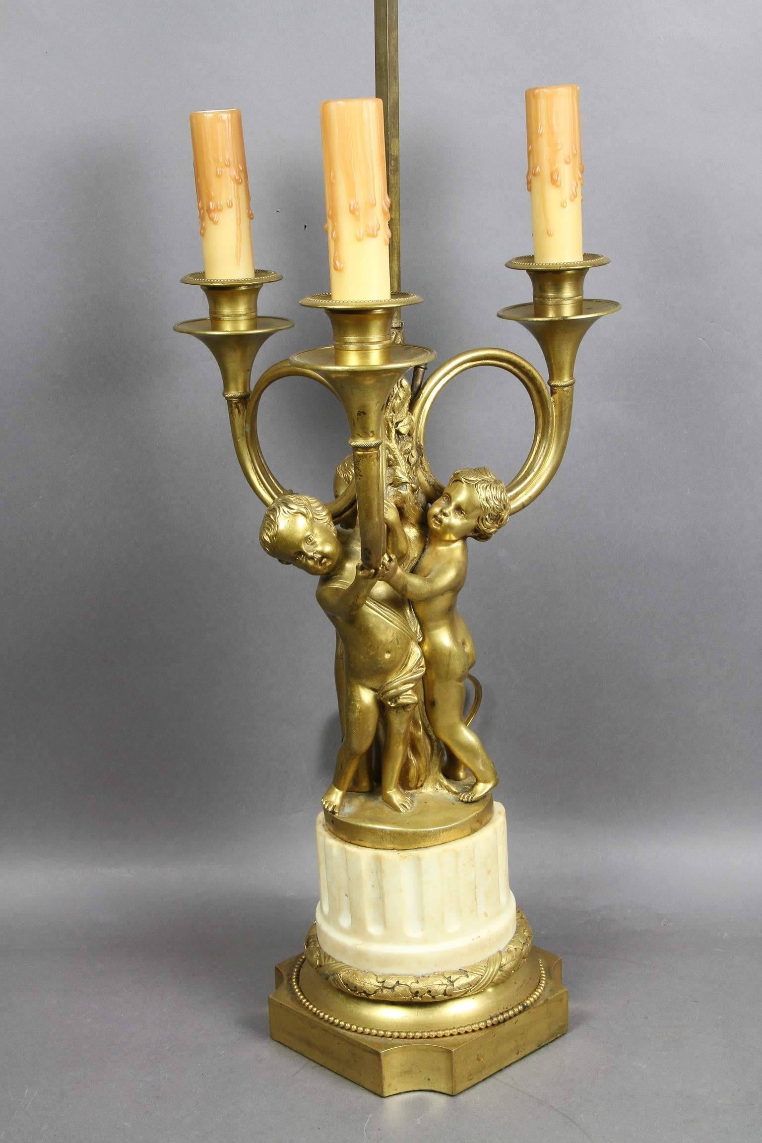 French Bronze and Marble Table Lamp 5