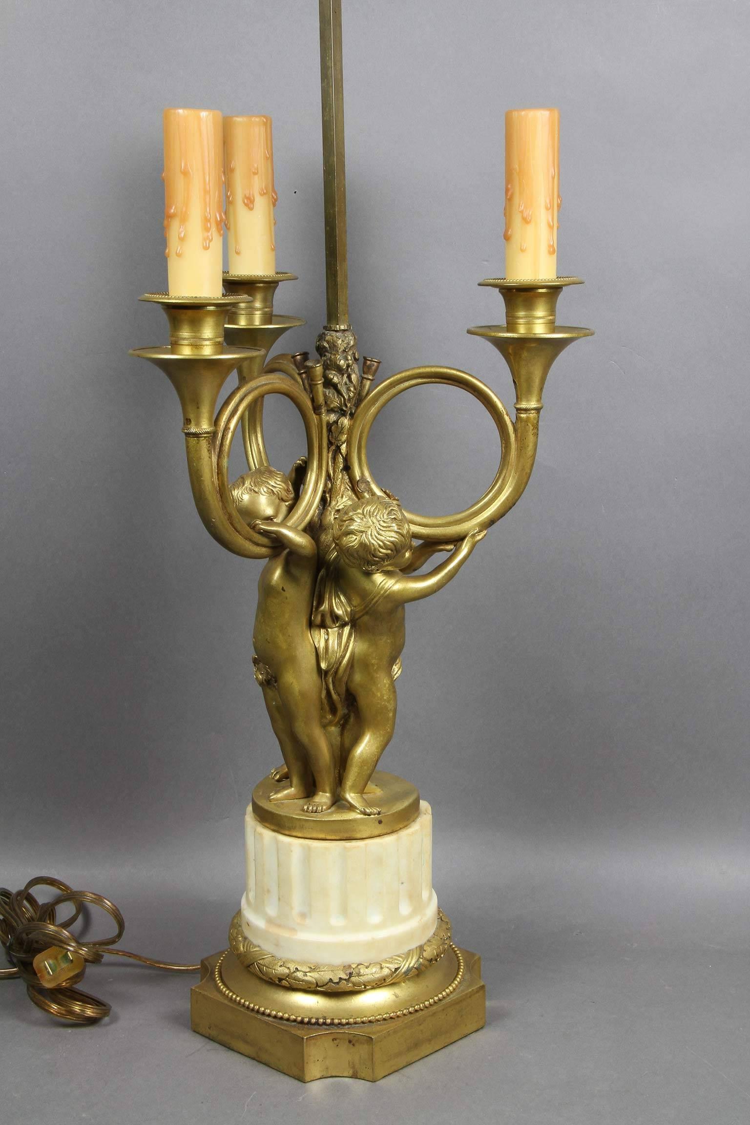 French Bronze and Marble Table Lamp 2