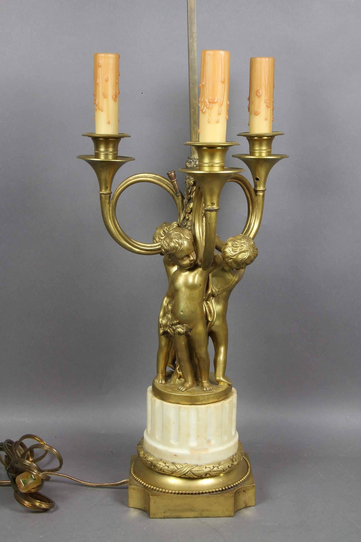 French Bronze and Marble Table Lamp 3