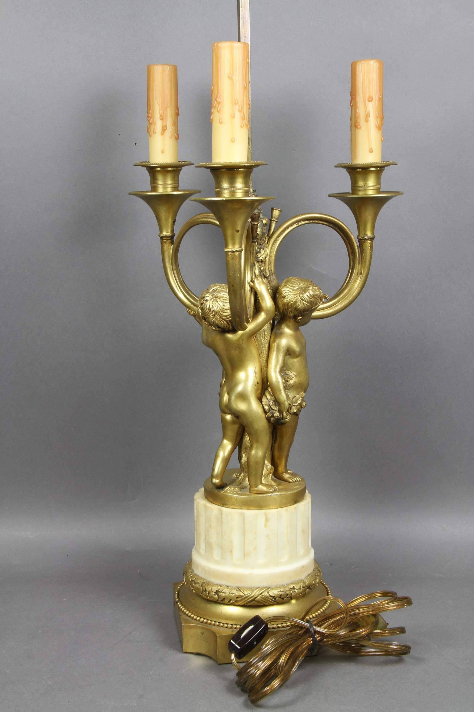 French Bronze and Marble Table Lamp 4