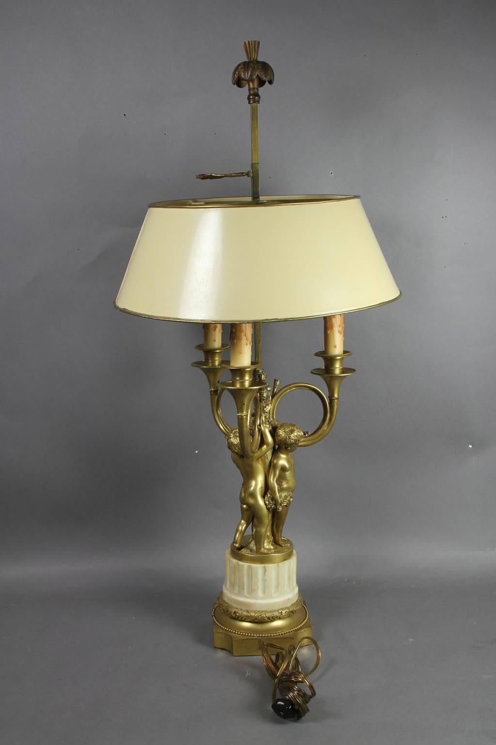 Louis XVI French Bronze and Marble Table Lamp