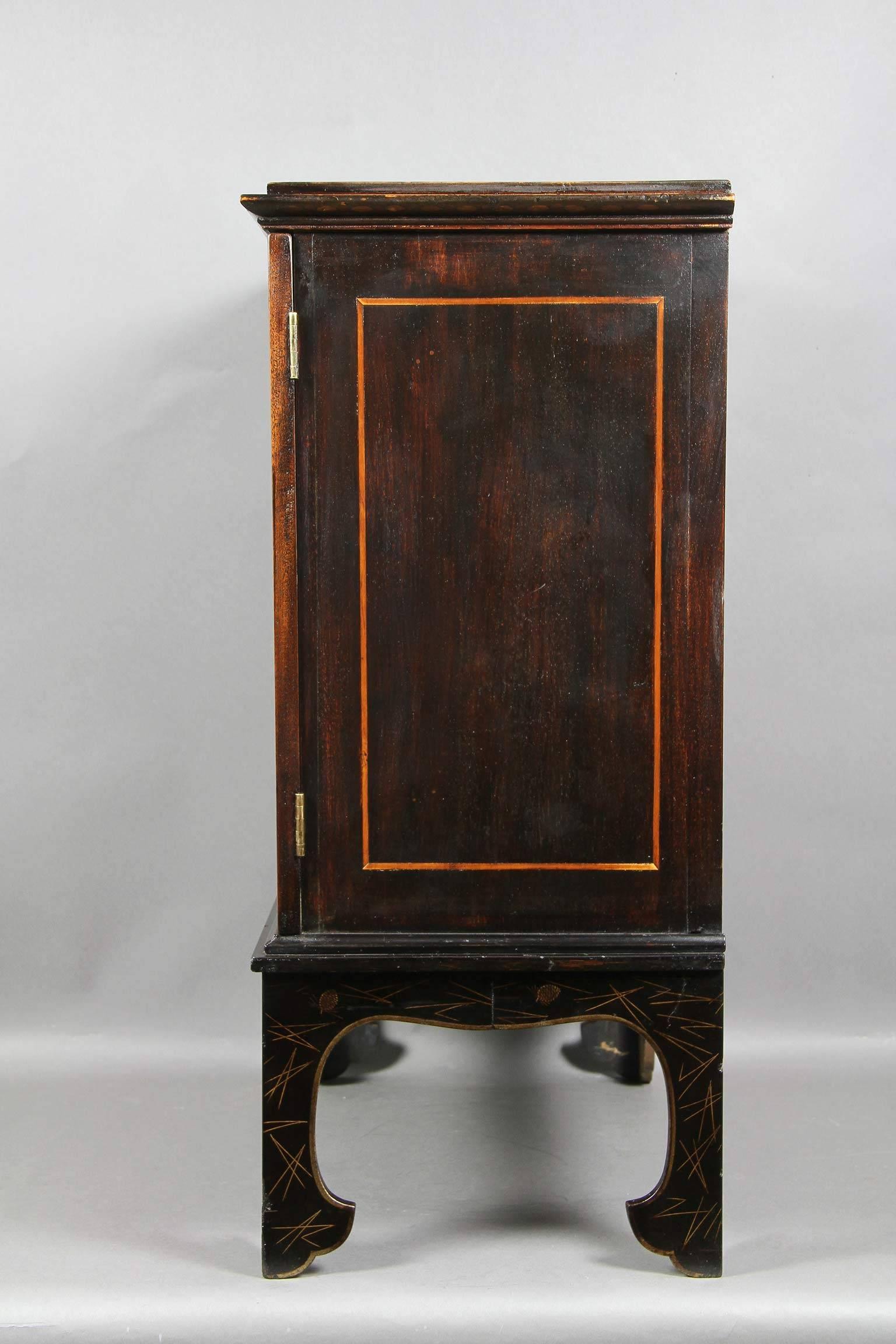 Early 19th Century Regency Penwork Dwarf Cabinet on Stand