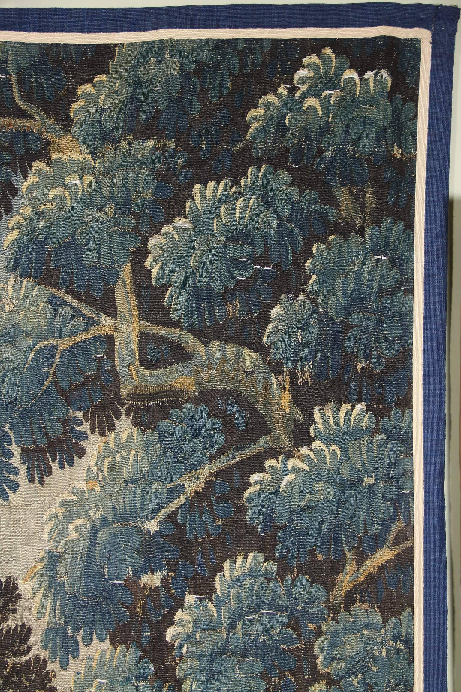 Flemish Verdure Tapestry Fragment In Good Condition In Essex, MA