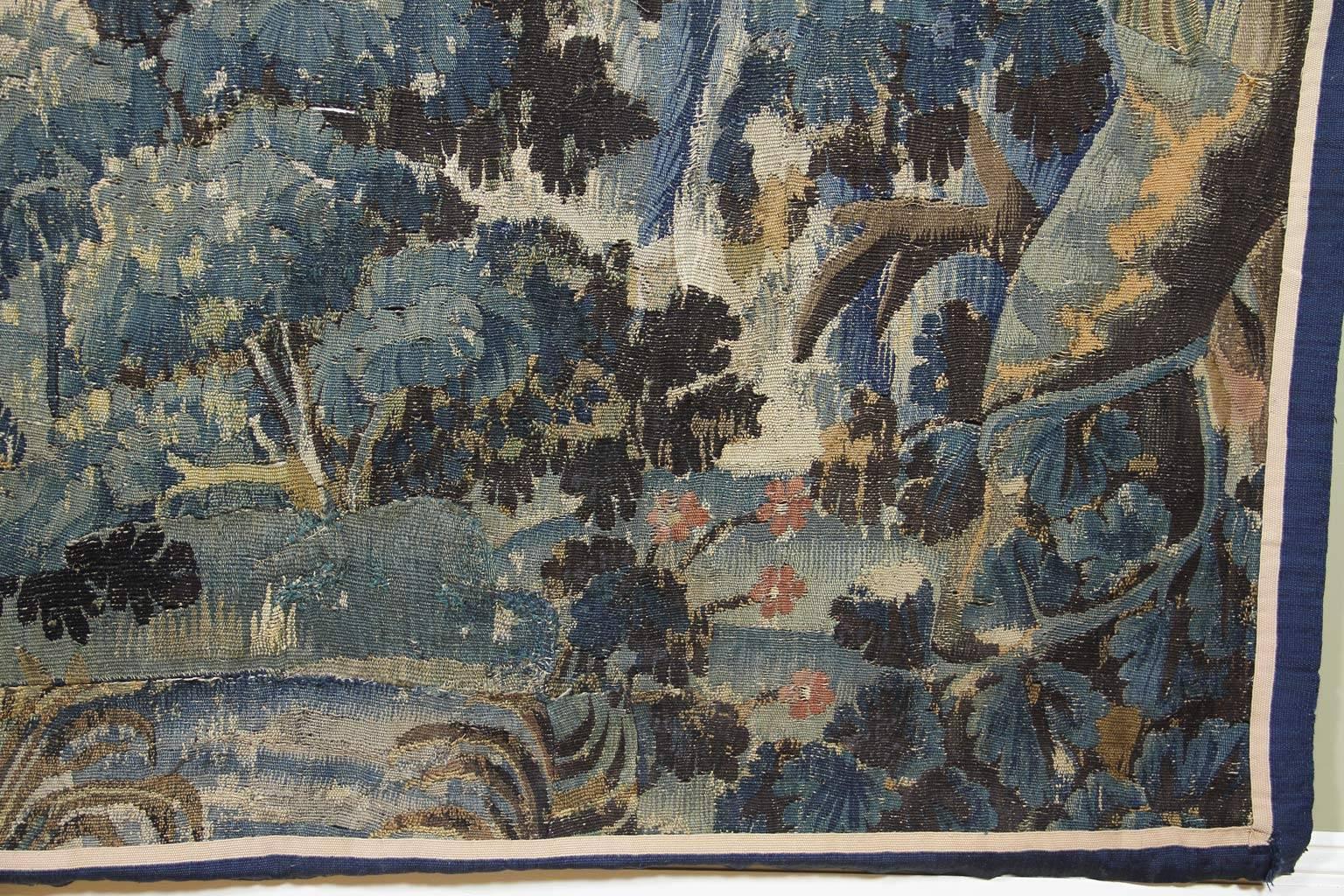 Baroque Flemish Verdure Tapestry Fragment