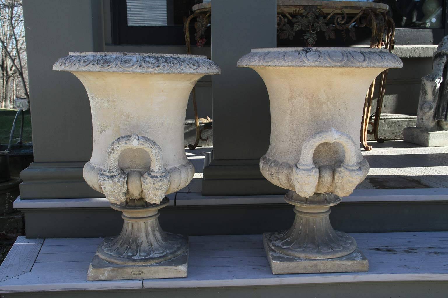 Pair of English Terra Cotta Garden Urns by J. Stiff and Sons In Good Condition In Essex, MA