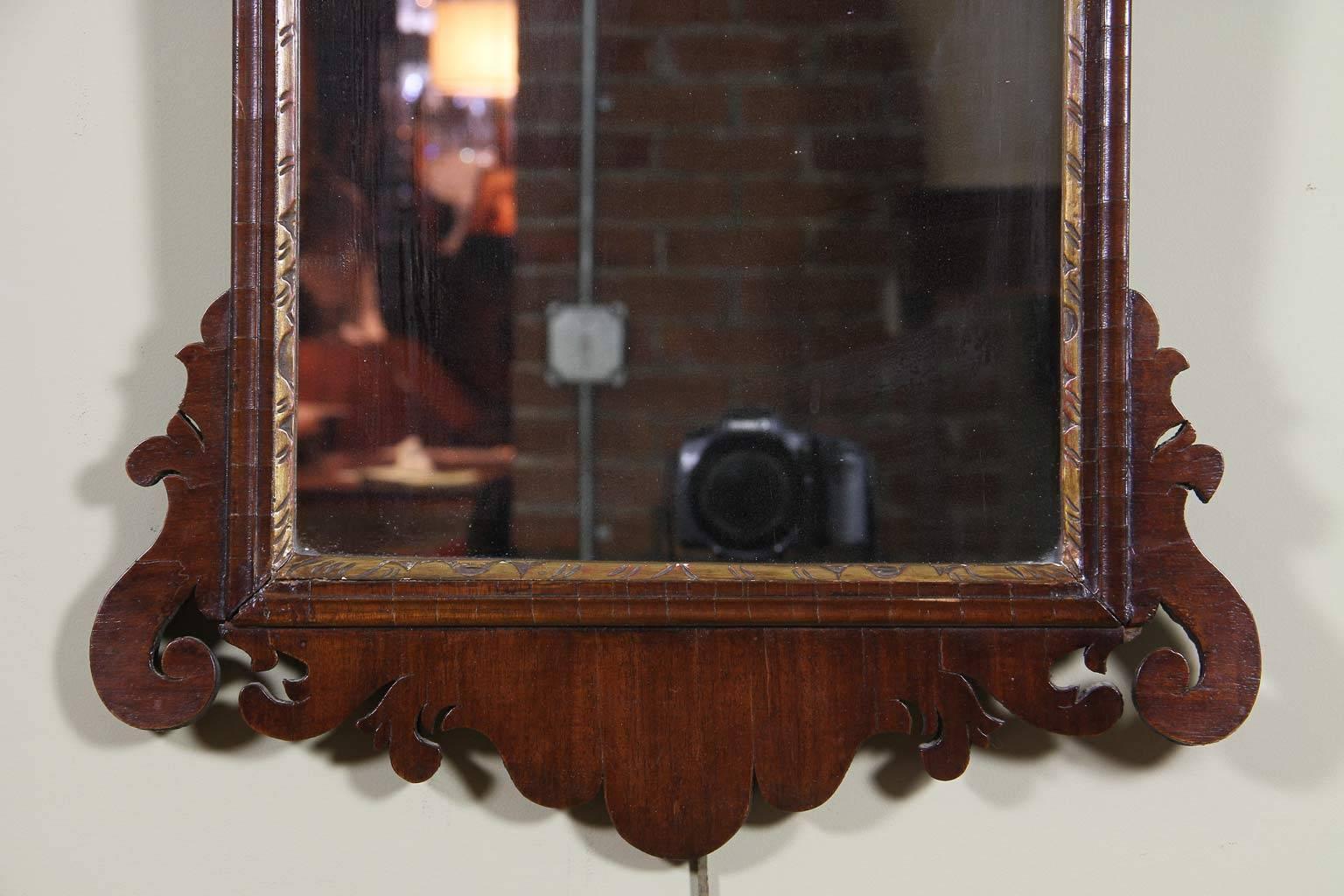 Late 18th Century Pair of Chippendale Mahogany and Giltwood Mirrors