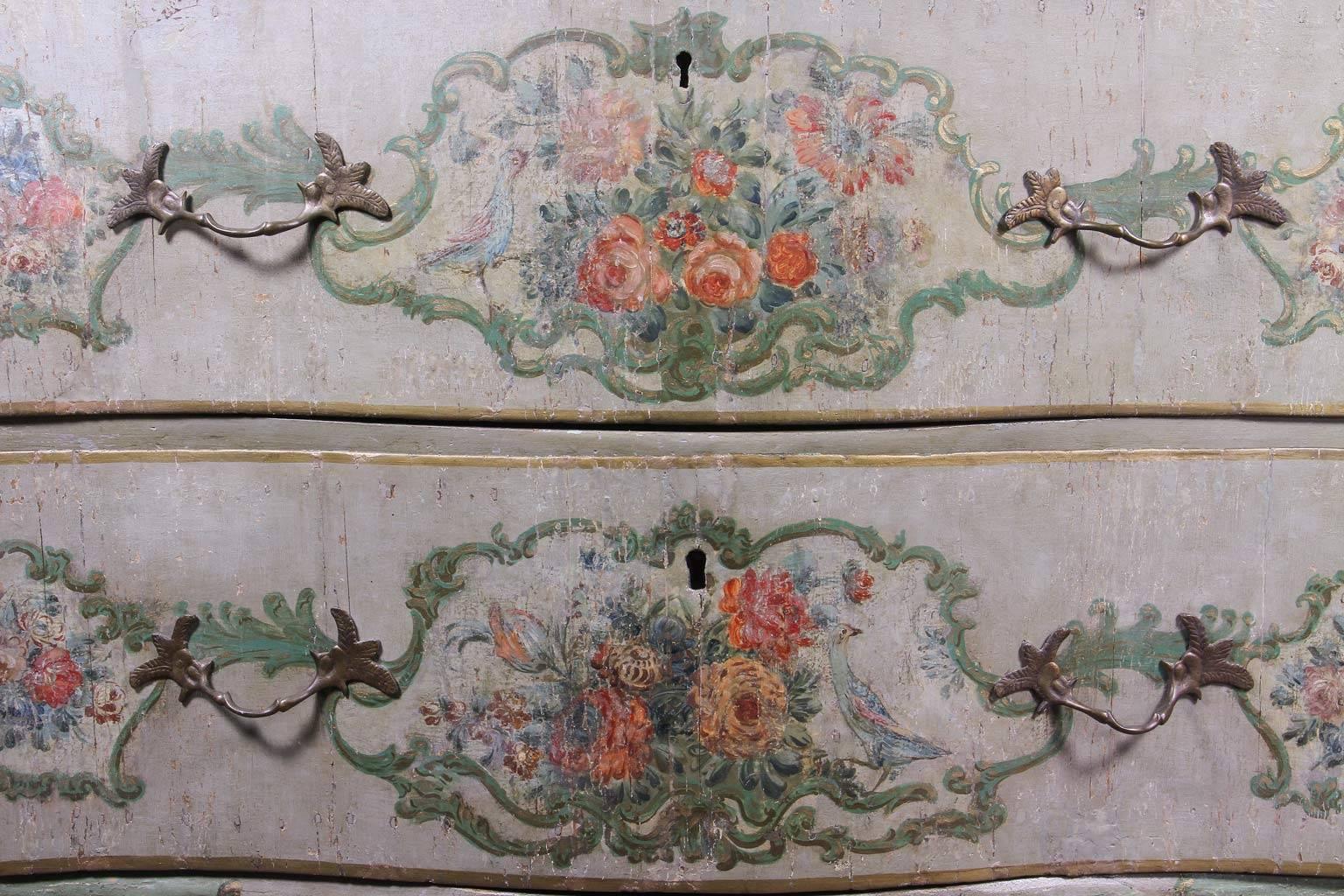Rococo Sicilian Painted Serpentine Commode For Sale