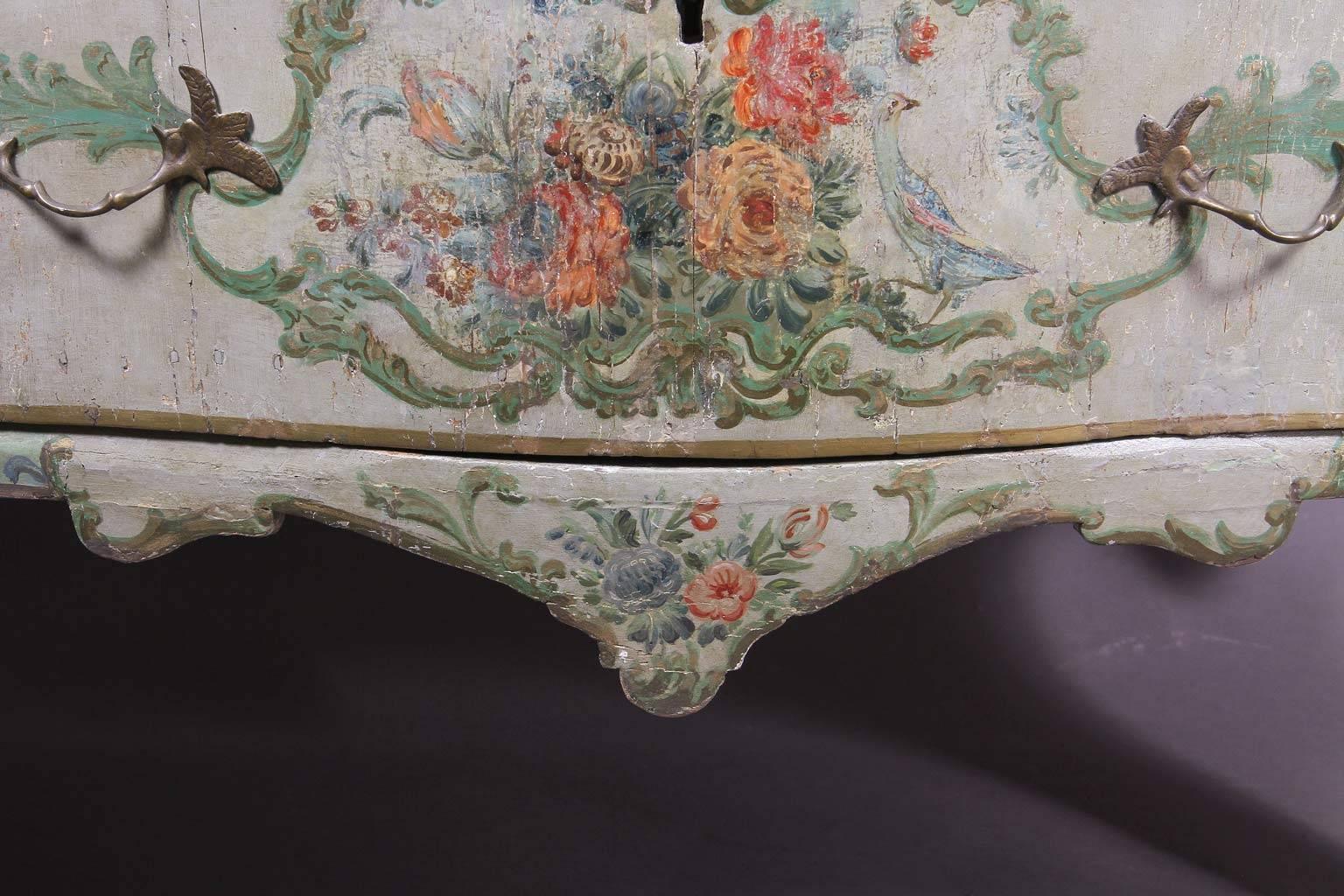 Hand-Painted Sicilian Painted Serpentine Commode For Sale