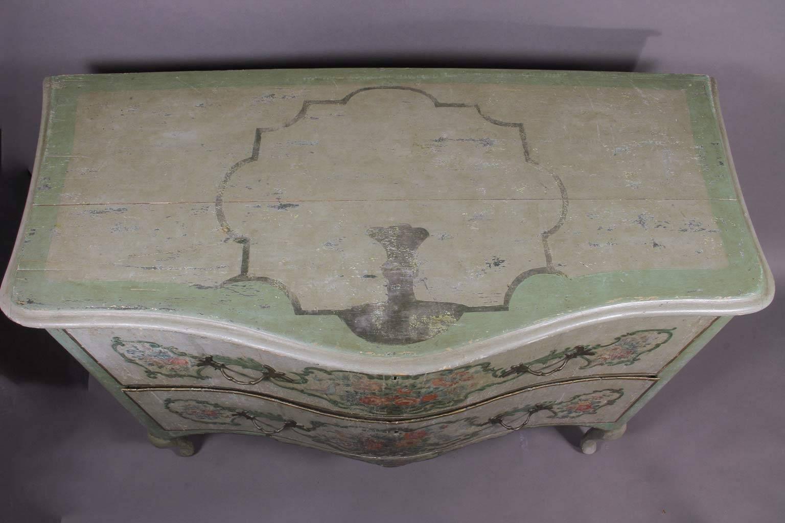 Mid-18th Century Sicilian Painted Serpentine Commode For Sale