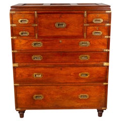 Exceptional Victorian Teak Campaign Chest